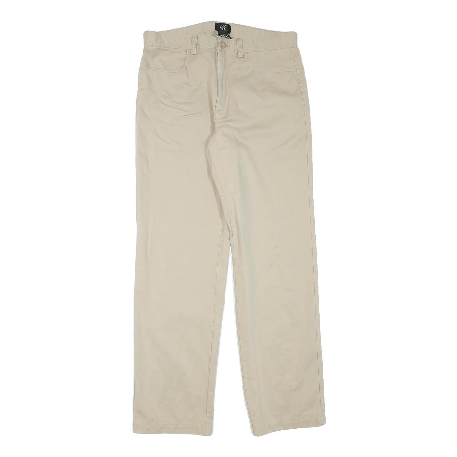 CALVIN KLEIN JEANS Mens Cotton Blend Beige Regular Straight Trousers W32 L31 Refurbished - N/A refurbished available on Cerqular