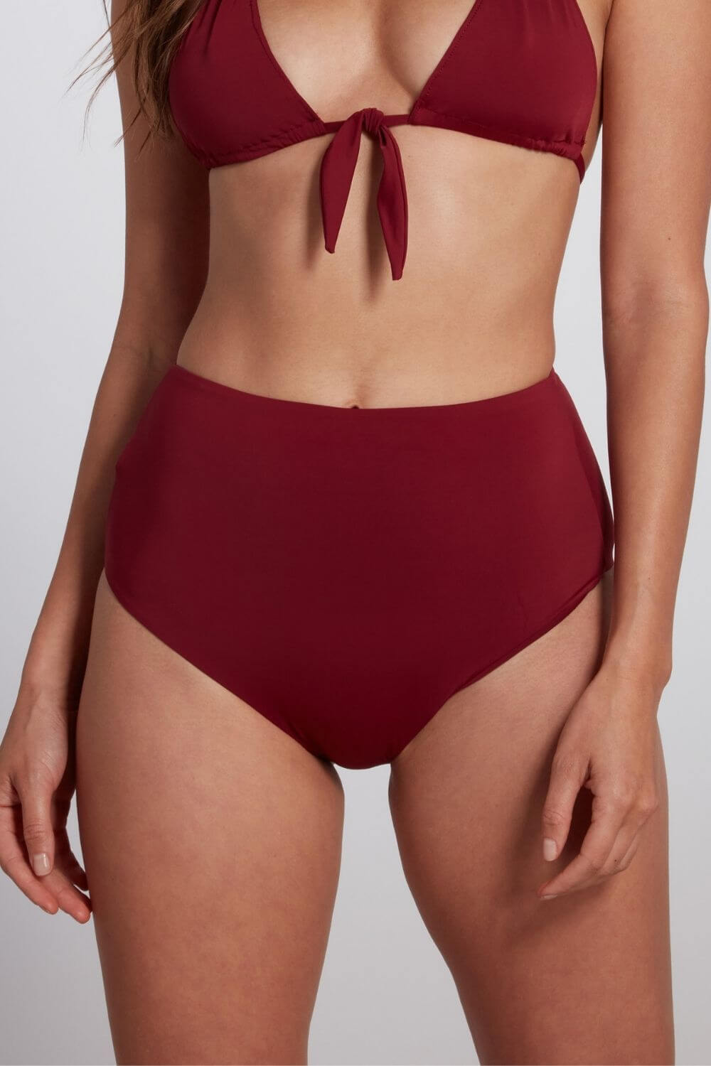 Maya High Waisted Bikini Bottom in Burgundy | Size: Small Refurbished - Sauipe Swim refurbished available on Cerqular