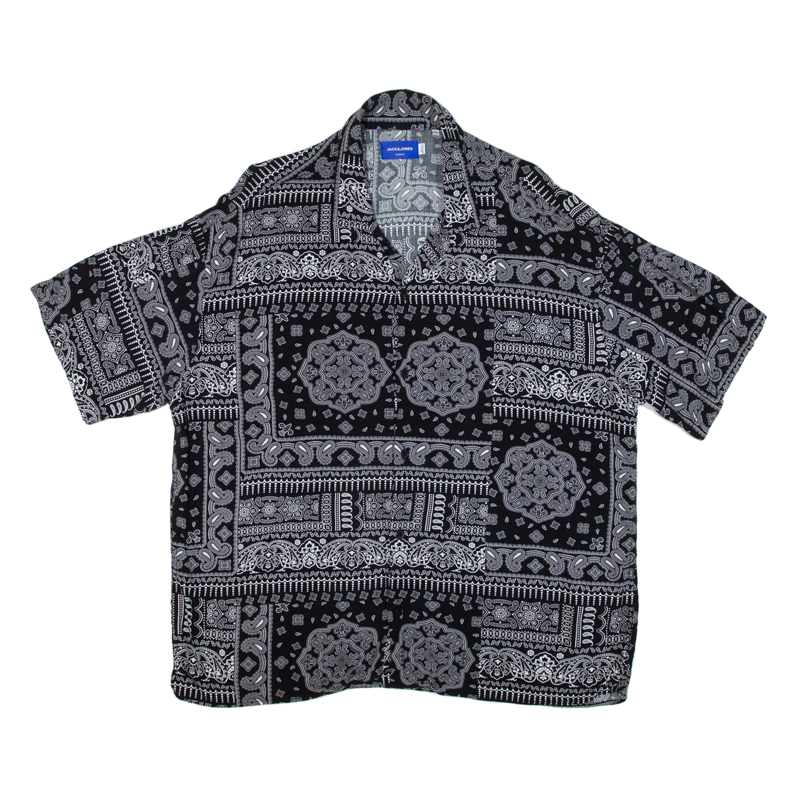 JACK & JONES Mens Shirt Black Paisley 2XL Refurbished - N/A refurbished available on Cerqular