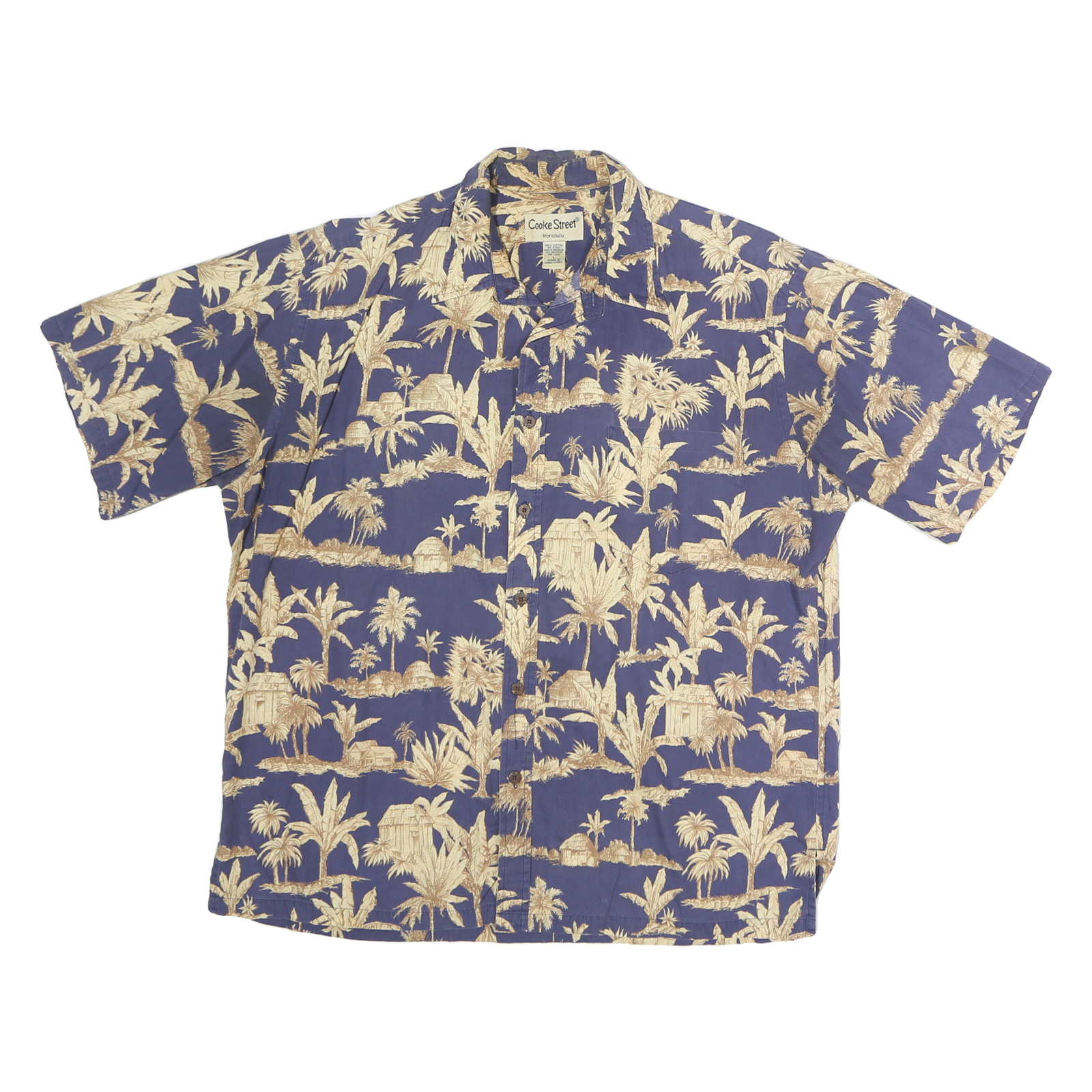 COOKE STREET Mens Blue & Beige Hawaiian Shirt L Cotton Casual Relaxed Fit Refurbished - N/A refurbished available on Cerqular
