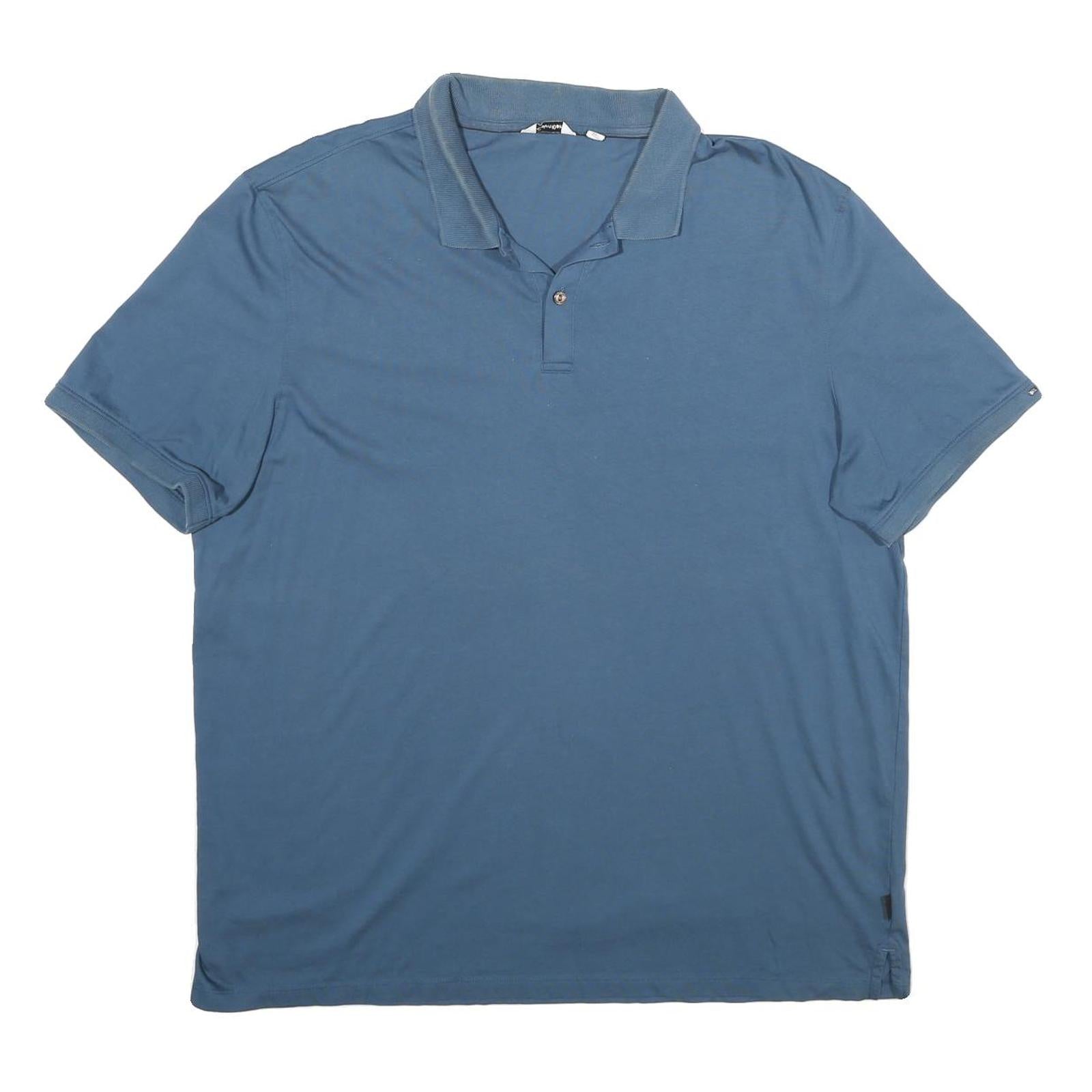 CALVIN KLEIN Mens Blue Short Sleeve Plain XL Cotton Polo Shirt Casual Basic Tee Refurbished - N/A refurbished available on Cerqular