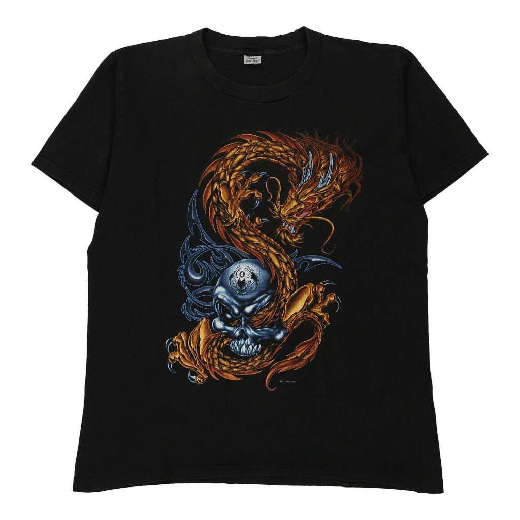 Unbranded Graphic T-Shirt - Large Black Cotton Refurbished - Thrifted (note: this is a term often used to describe second- refurbished available on Cerqular