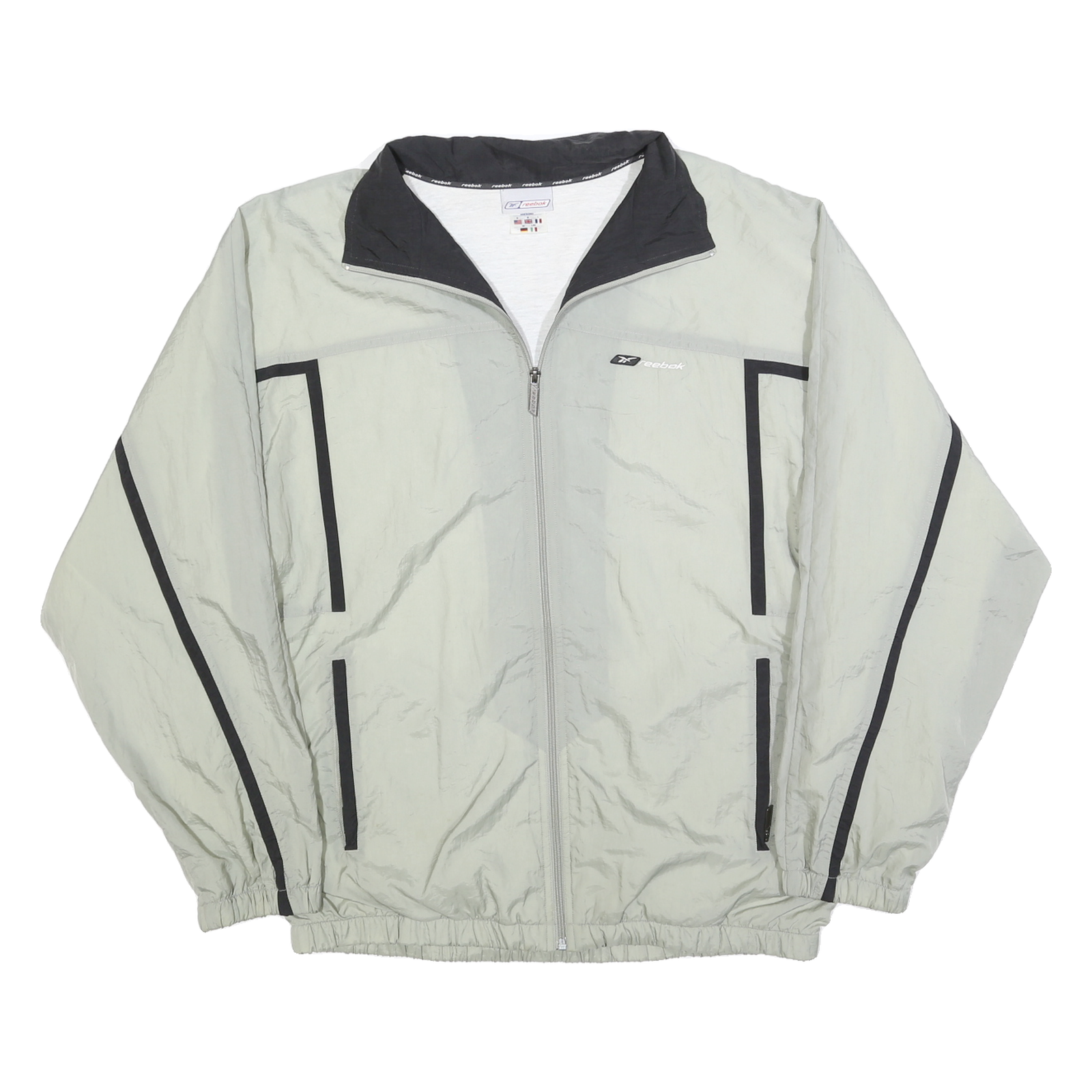 REEBOK Mens Grey & Black Track Jacket M Polyester Blend Zip Athletic Wear Refurbished - N/A refurbished available on Cerqular