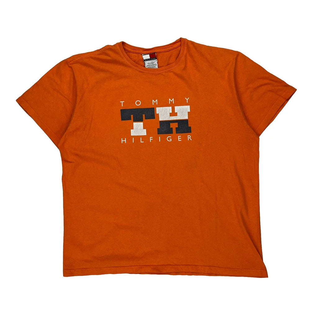Buy Tommy Hilfiger T-Shirt - Medium Orange Cotton Refurbished - $26.79 Tommy Hilfiger T-Shirt - Medium Orange Cotton Refurbished - Thrifted (note: this is a term often used to describe second- refurbished available on Cerqular