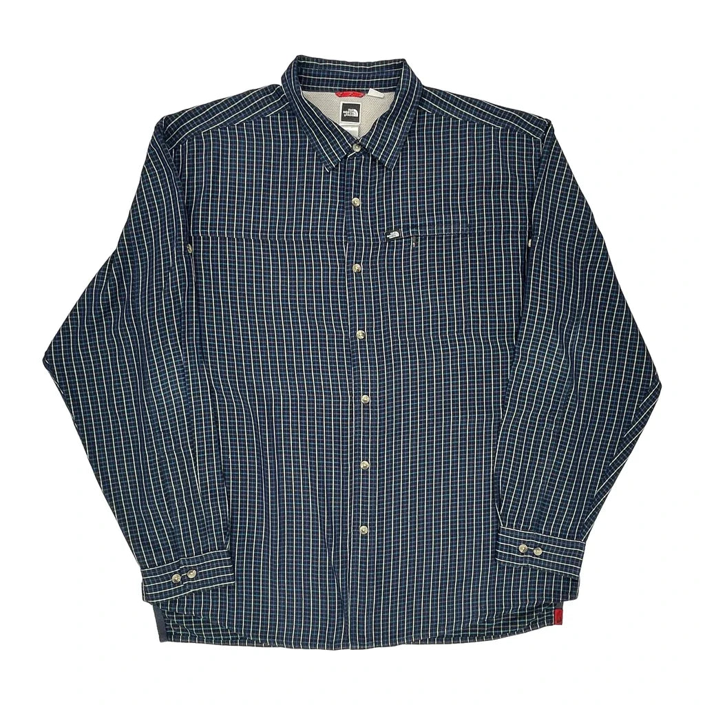 Buy The North Face Checked Shirt - XL Blue Polyester Refurbished - $38.85 The North Face Checked Shirt - XL Blue Polyester Refurbished - Thrifted (note: this is a term often used to describe second- refurbished available on Cerqular