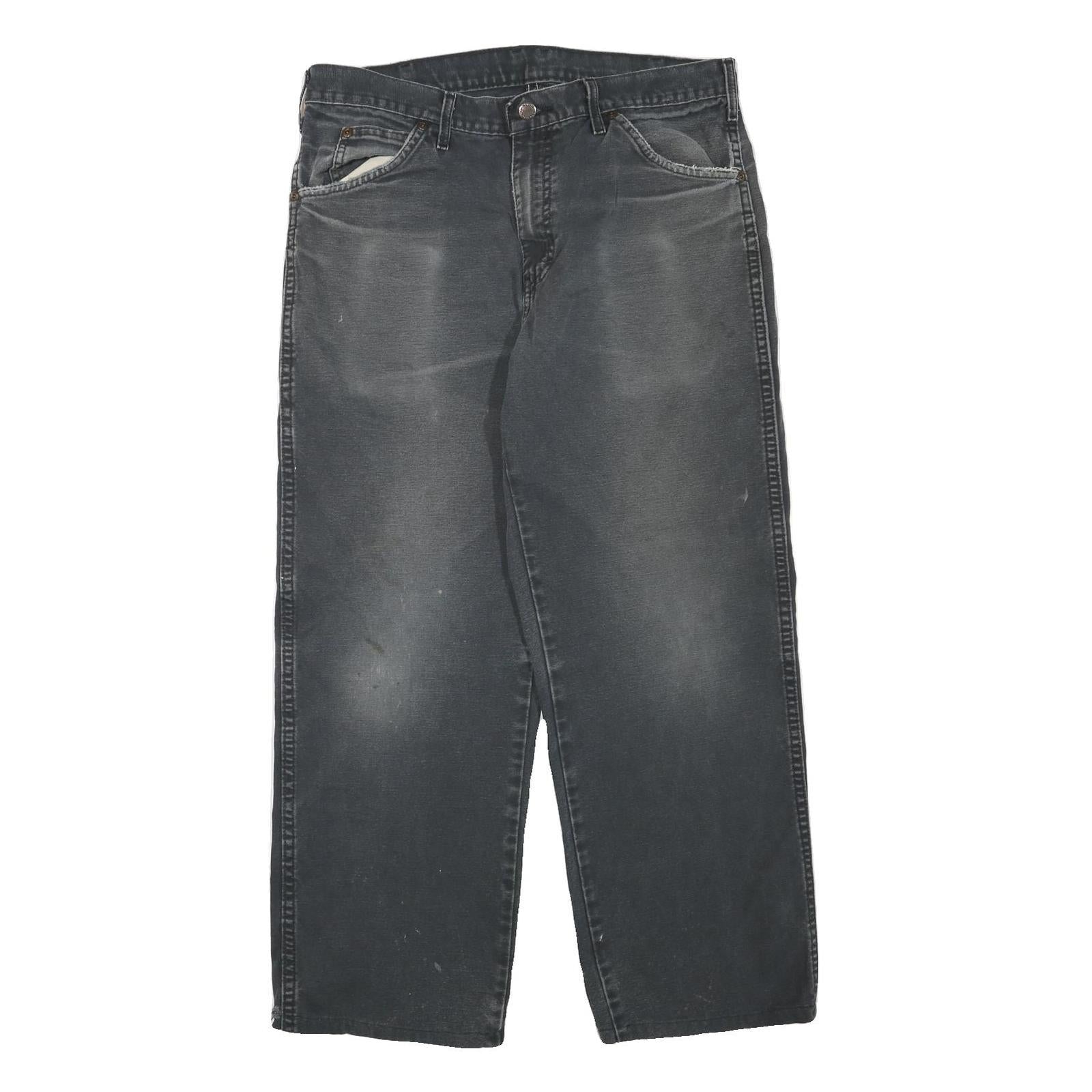 DICKIES Mens Cotton Blend Black Regular Straight Trousers W34 L26 Workwear Refurbished - N/A refurbished available on Cerqular