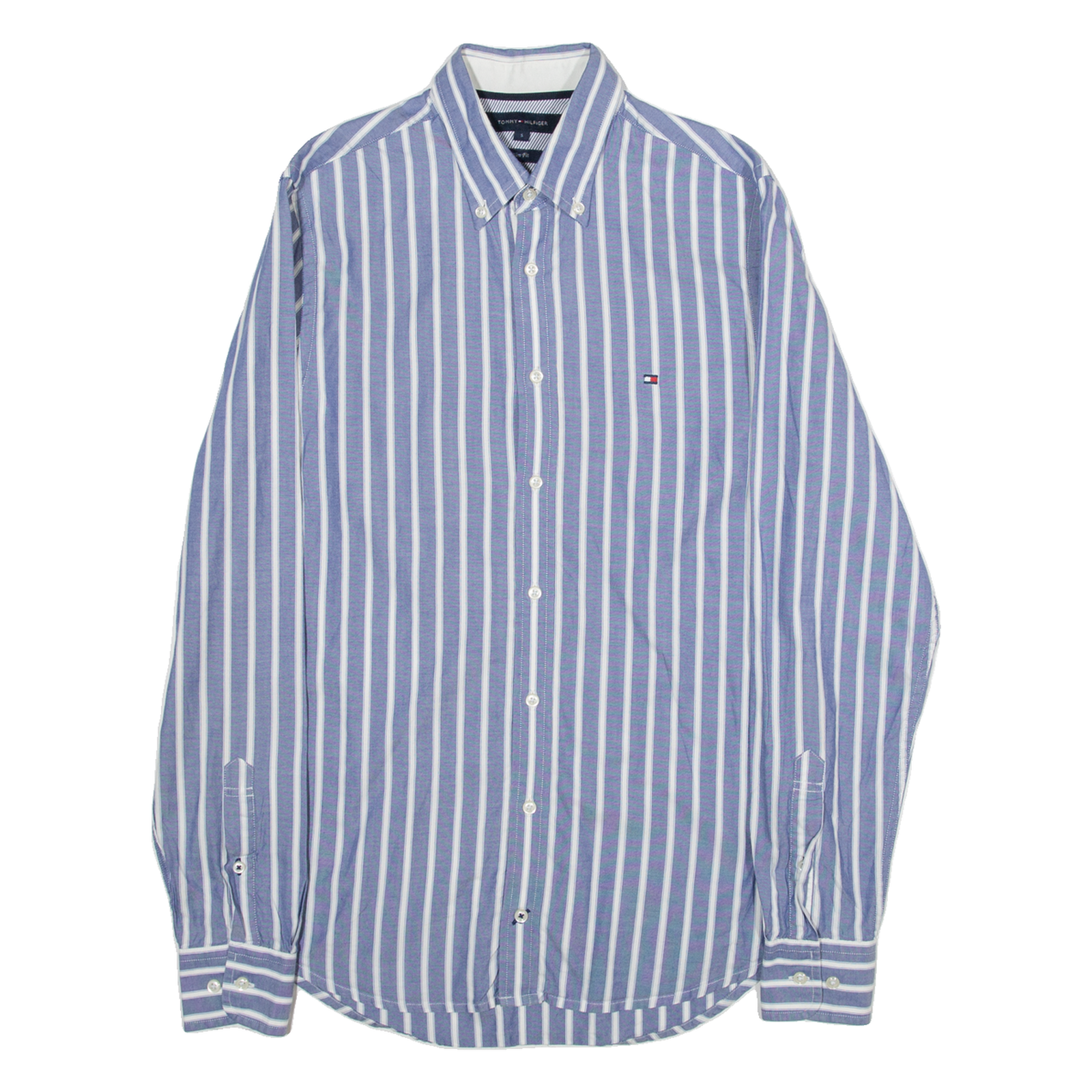 TOMMY HILFIGER Slim Fit Mens Shirt Blue Striped Long Sleeve S Refurbished - N/A refurbished available on Cerqular