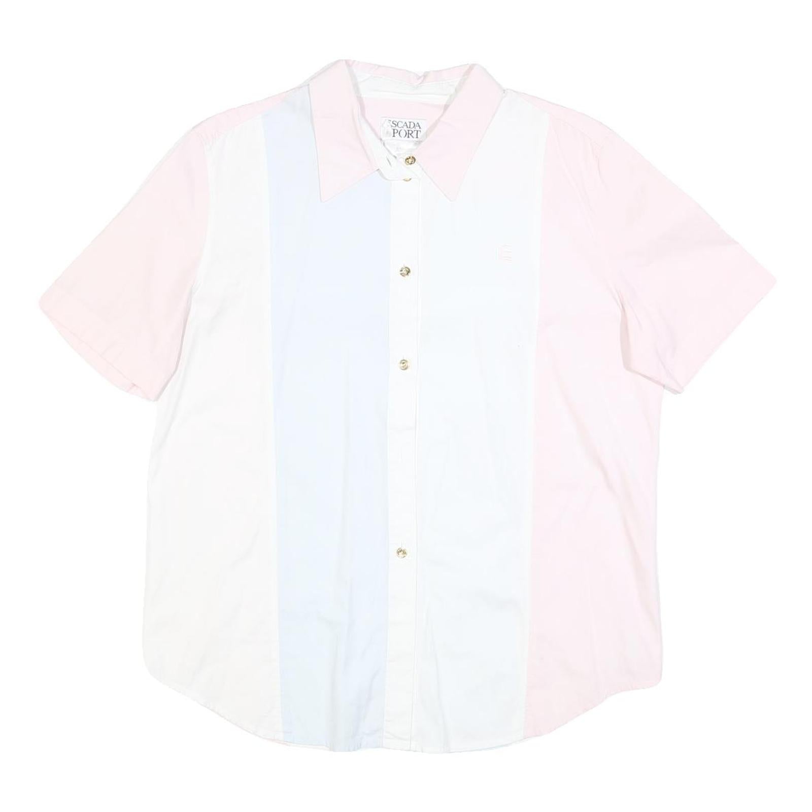 ESCADA SPORT Womens Pink & White Cotton Blend Shirt L Classic Button Front Refurbished - N/A refurbished available on Cerqular