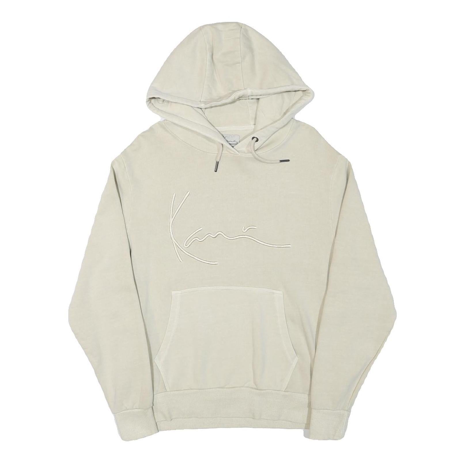 KARL KANI Mens Cream Hoodie S Cotton Blend Pullover Kangaroo Pocket Casual Refurbished - N/A refurbished available on Cerqular