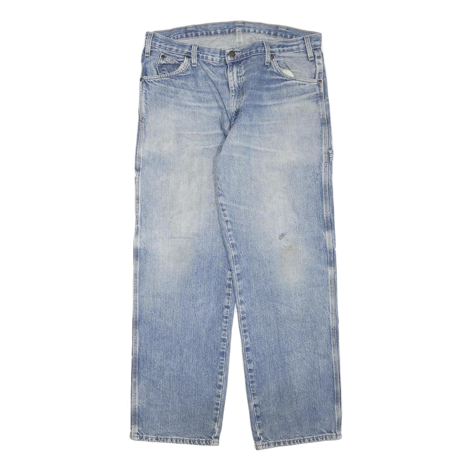 DICKIES Mens Regular Fit Blue Denim Jeans W36 L32 Workwear Carpenter Style Zip Refurbished - N/A refurbished available on Cerqular