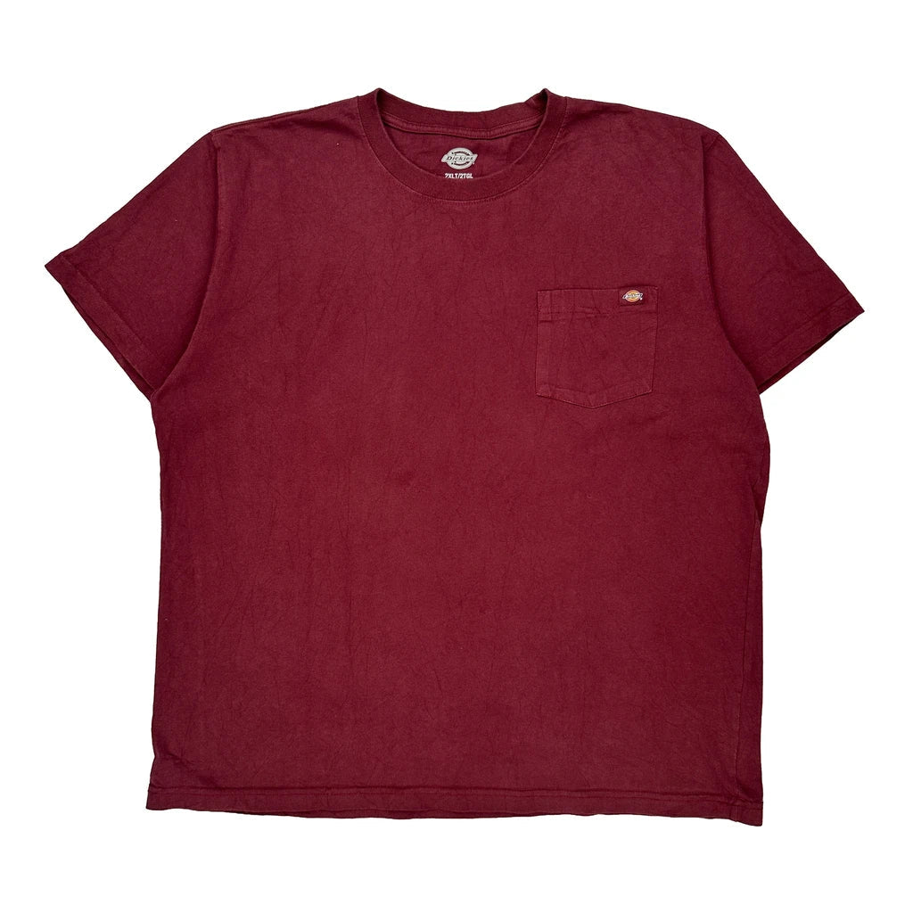 Dickies Tall T-Shirt - 2XL Burgundy Cotton Refurbished - Thrifted (note: this is a term often used to describe second- refurbished available on Cerqular