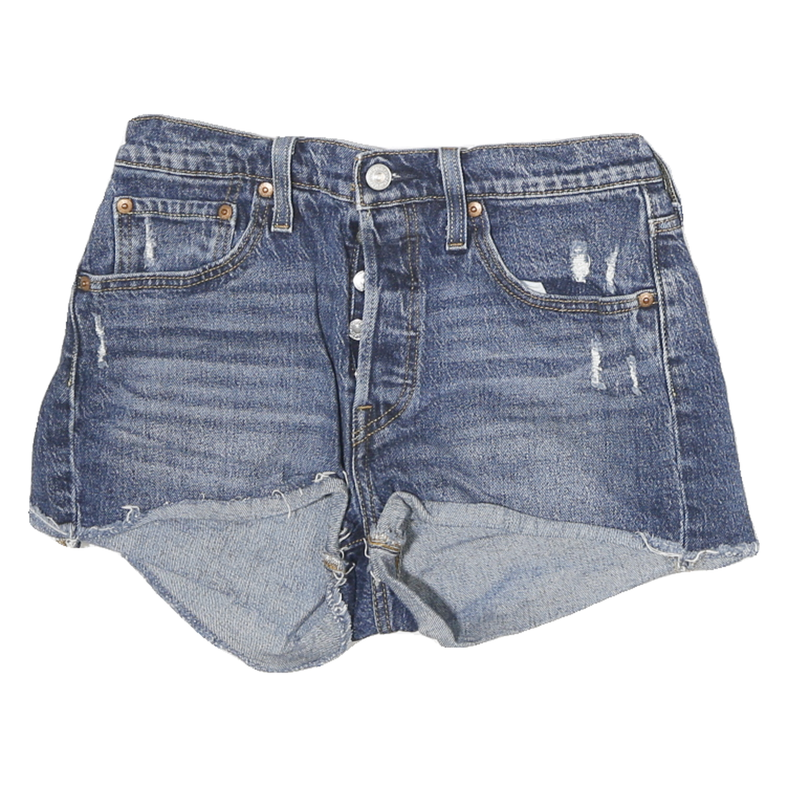 LEVI'S Womens Denim Blue Casual Cut-Off Shorts S W26 Distressed Vintage Refurbished - N/A refurbished available on Cerqular