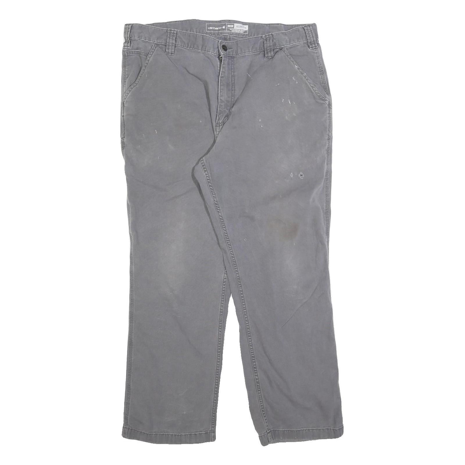 CARHARTT Mens Relaxed Grey Cotton Blend Zip Trousers W38 L30 Workwear Casual Refurbished - N/A refurbished available on Cerqular