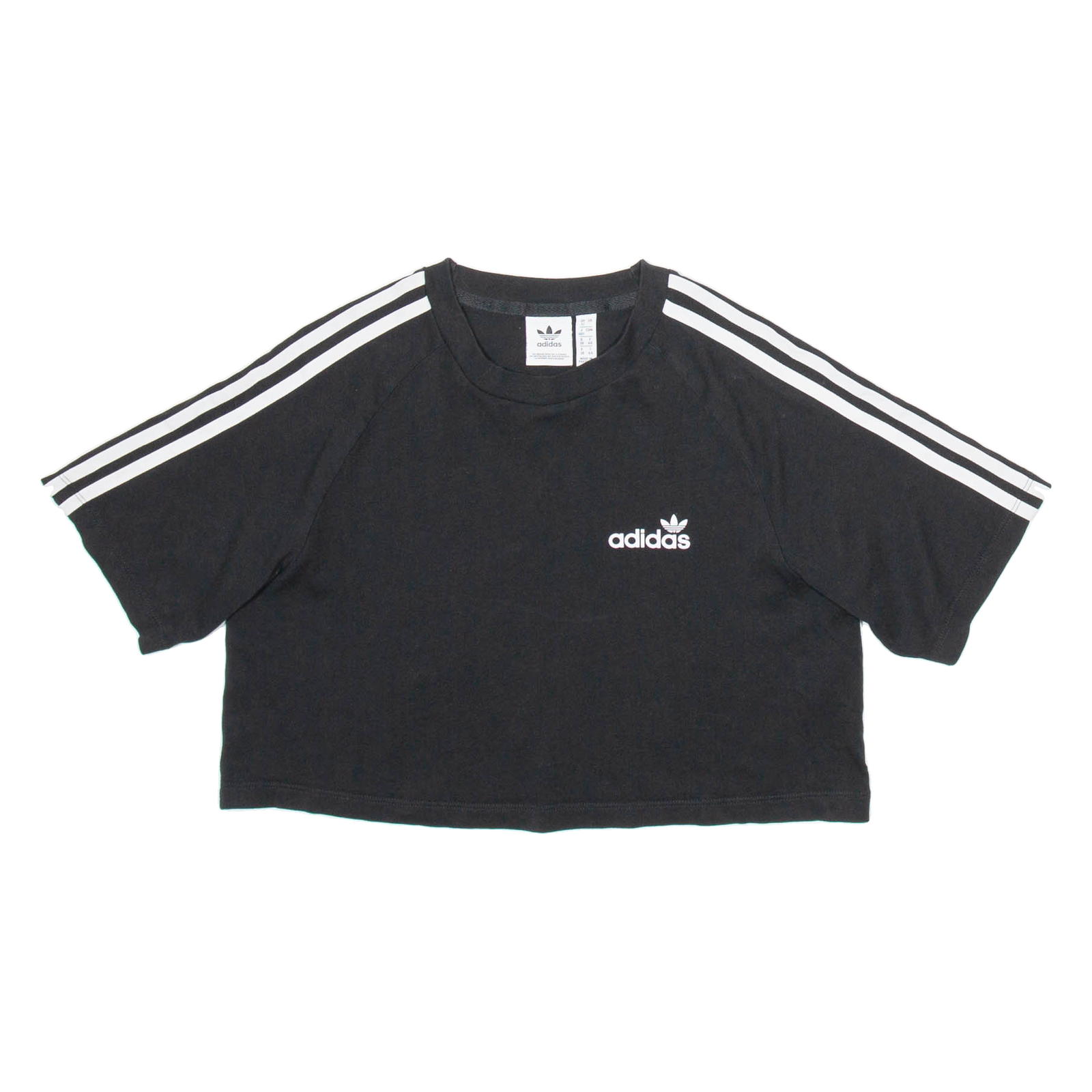 ADIDAS Cropped Womens T-Shirt Black UK 12 Refurbished - N/A refurbished available on Cerqular
