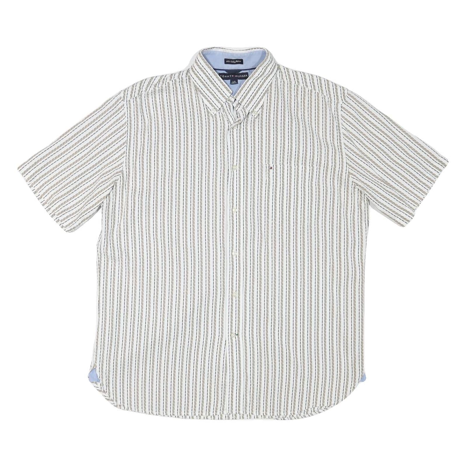 Buy TOMMY HILFIGER Mens White & Brown Patterned Shirt L Button Down Cotton Blend Refurbished - $35.09 TOMMY HILFIGER Mens White & Brown Patterned Shirt L Button Down Cotton Blend Refurbished - N/A refurbished available on Cerqular