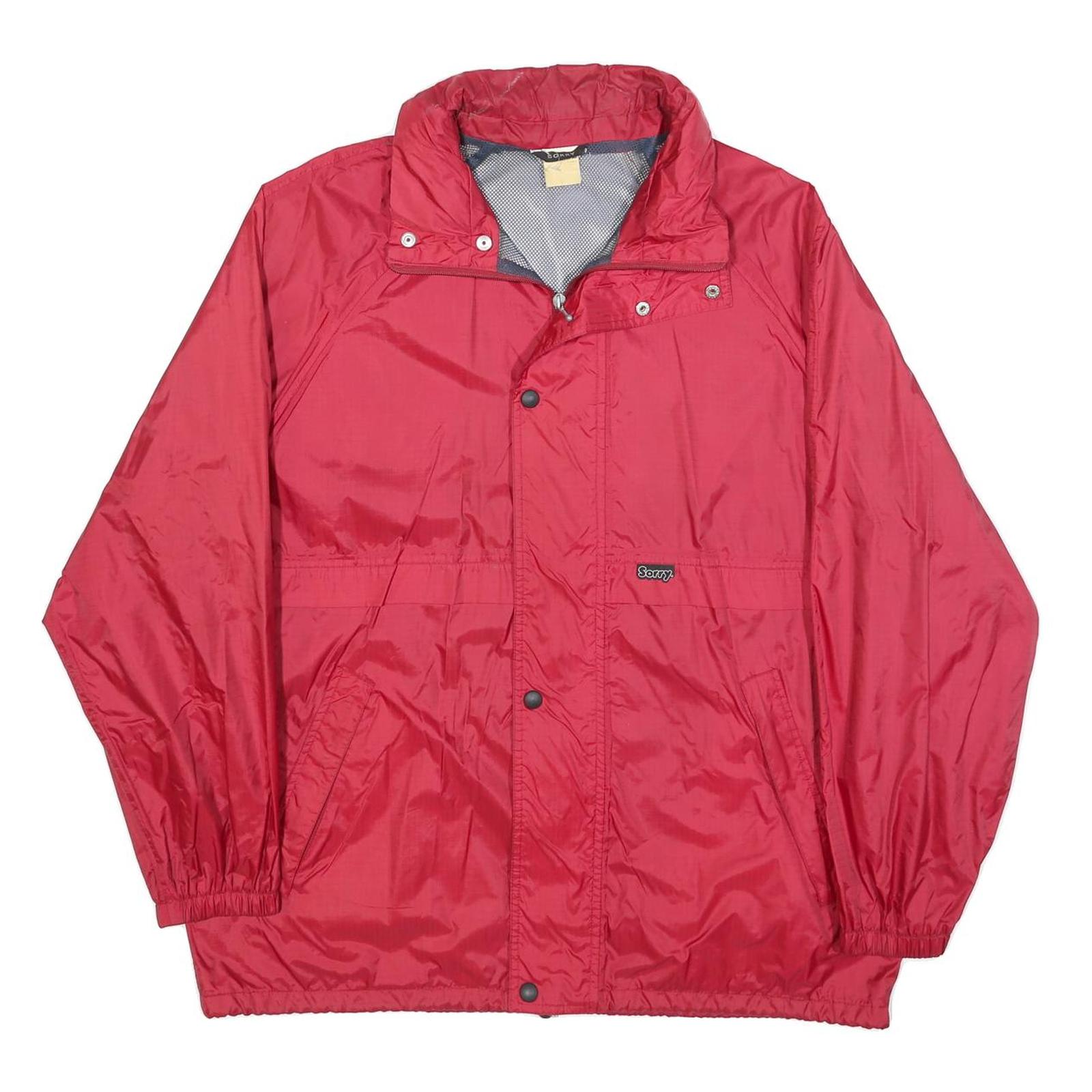 SORRY Mens Red Jacket L Polyester Blend Plain Zip Casual Lightweight Refurbished - N/A refurbished available on Cerqular