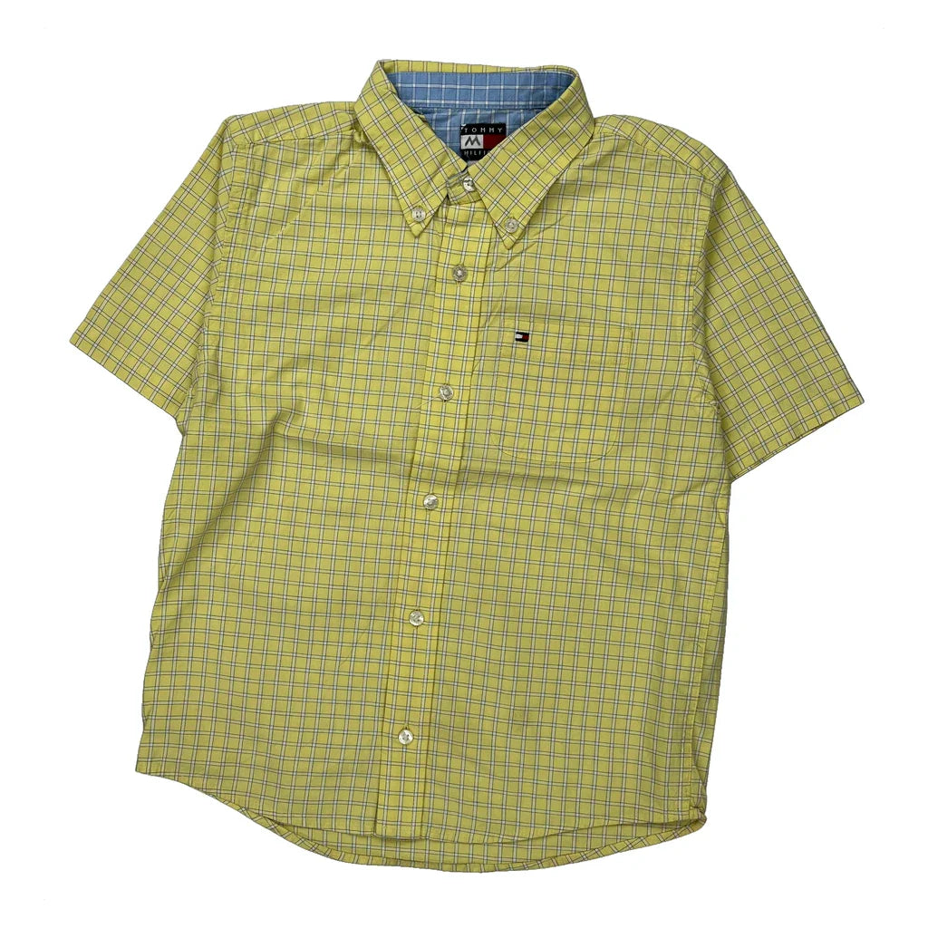 Age 7 Tommy Hilfiger Checked Short Sleeve Shirt - Small Yellow Cotton Refurbished - Thrifted (note: this is a term often used to describe second- refurbished available on Cerqular