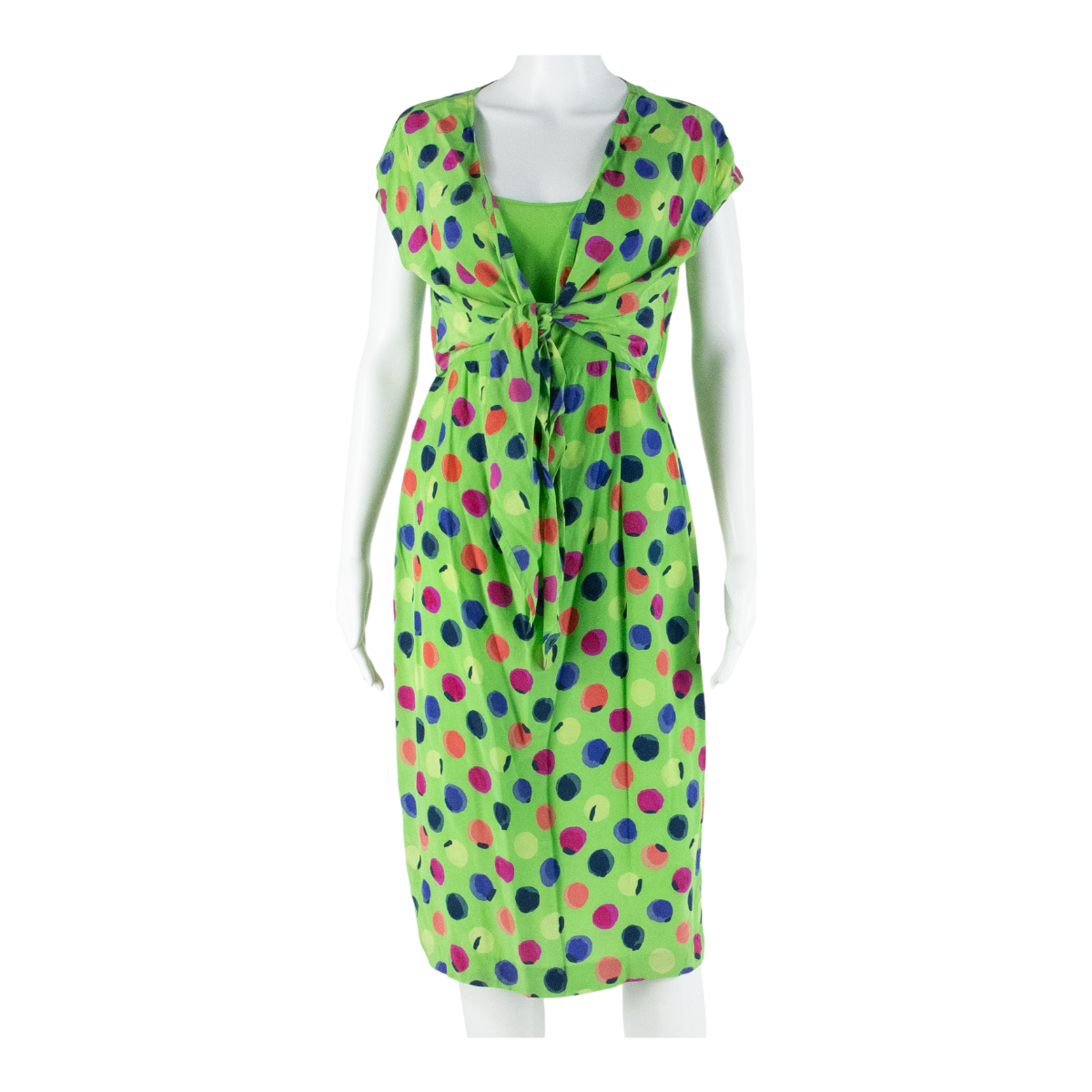 Womens Day Dress Green Spotted Sleeveless Knee Length M Refurbished - N/A refurbished available on Cerqular