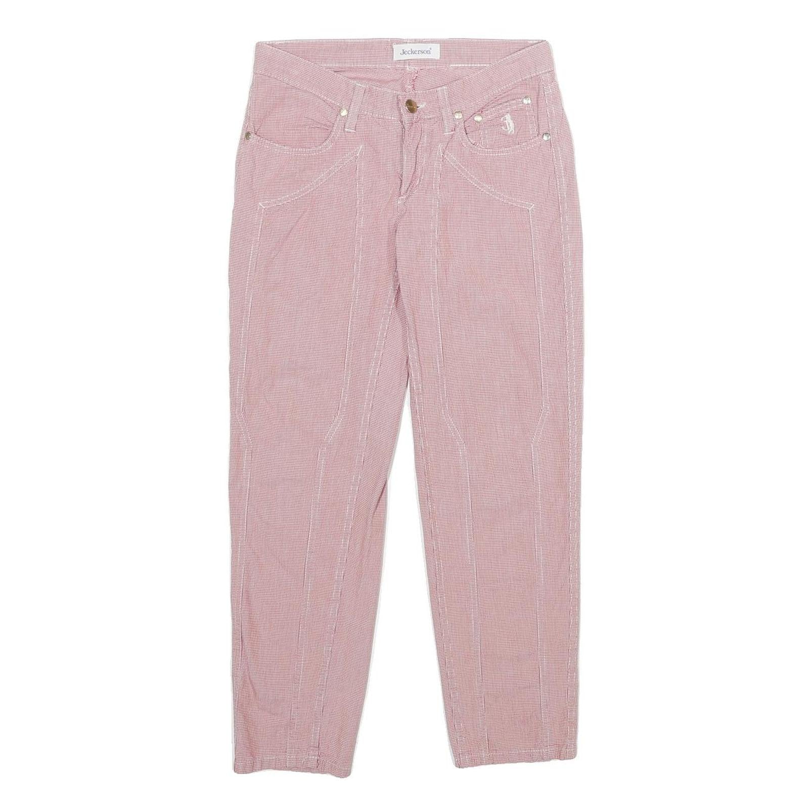 JECKERSON Womens Cotton Blend Pink Regular Straight Trousers W26 L26 Stylish Refurbished - N/A refurbished available on Cerqular
