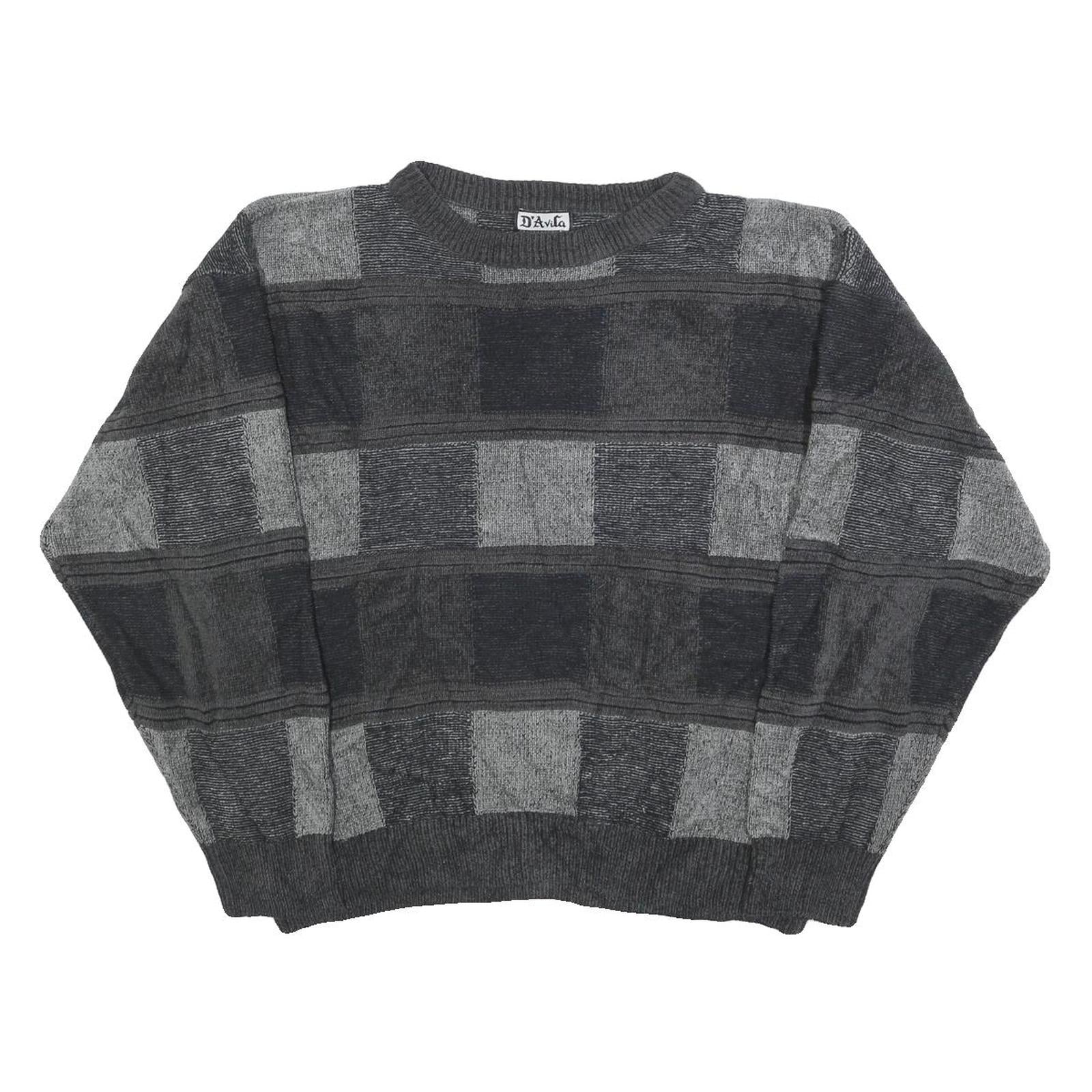 D'AVILA Womens Grey Patterned Jumper Crew Neck Basic Knit L Acrylic Casual Refurbished - N/A refurbished available on Cerqular