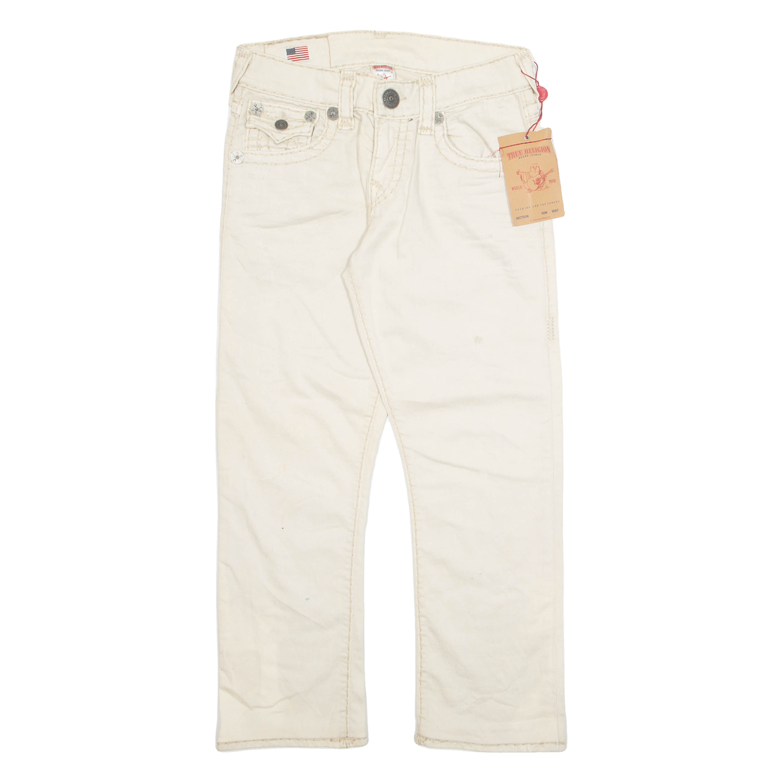 TRUE RELIGION Mens Jeans Cream Regular Straight W28 L26 Refurbished - N/A refurbished available on Cerqular