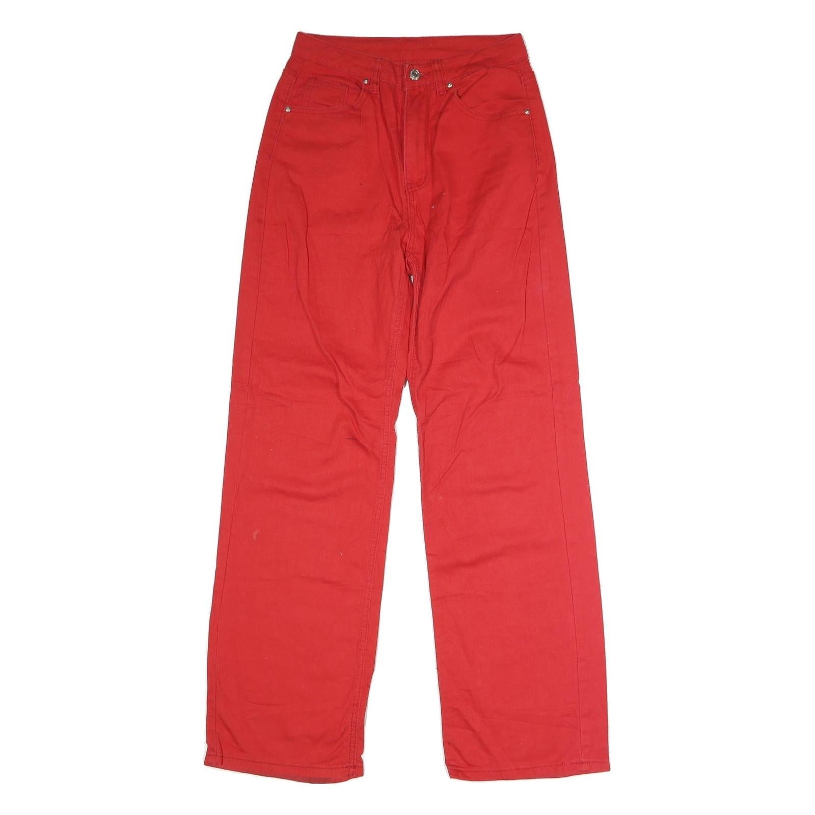 Womens Classic Red Jeans Cotton Blend Button W28 L31 Straight Leg Plain Finish Refurbished - N/A refurbished available on Cerqular