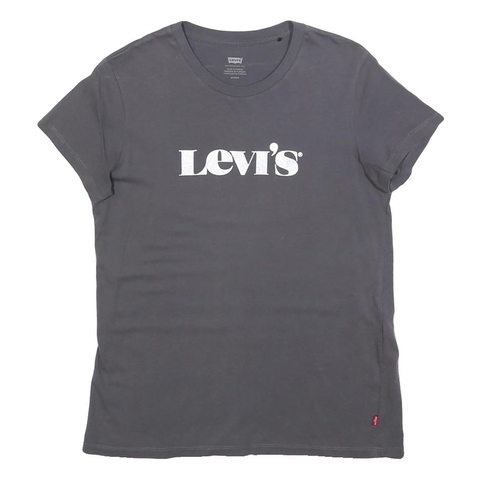 LEVI'S Womens Grey Graphic T-Shirt S Short Sleeve Crew Neck Cotton Blend Refurbished - N/A refurbished available on Cerqular