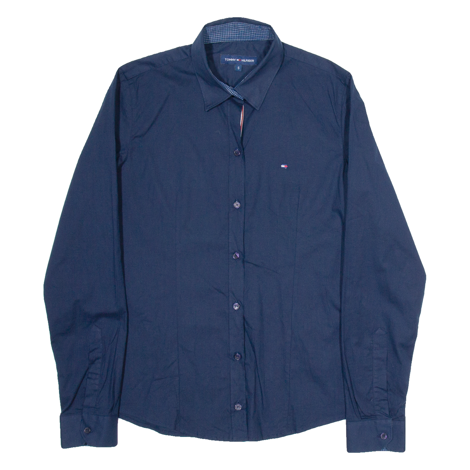 TOMMY HILFIGER Womens Plain Shirt Blue Long Sleeve S Refurbished - N/A refurbished available on Cerqular