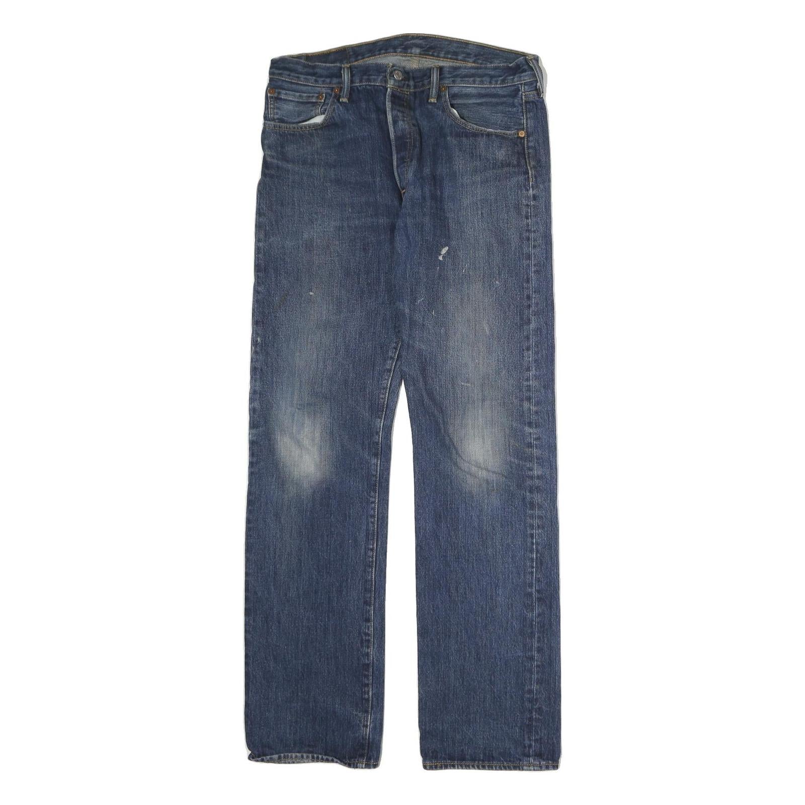 LEVI'S 501 Mens Blue Slim Straight Denim Medium W34 L34 Classic Fit Jeans Refurbished - N/A refurbished available on Cerqular