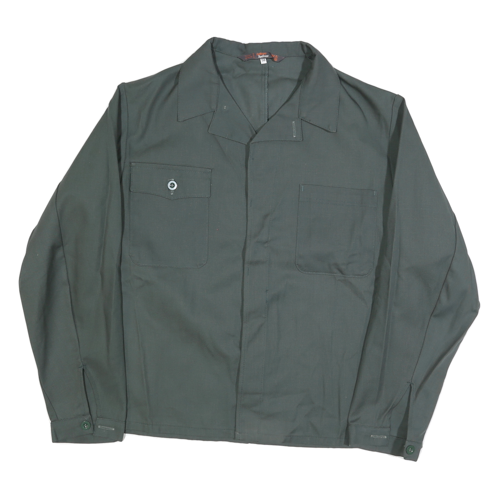 LUTTEURS Mens Green Cotton Workwear Jacket XL Button Plain Classic Fit Refurbished - N/A refurbished available on Cerqular