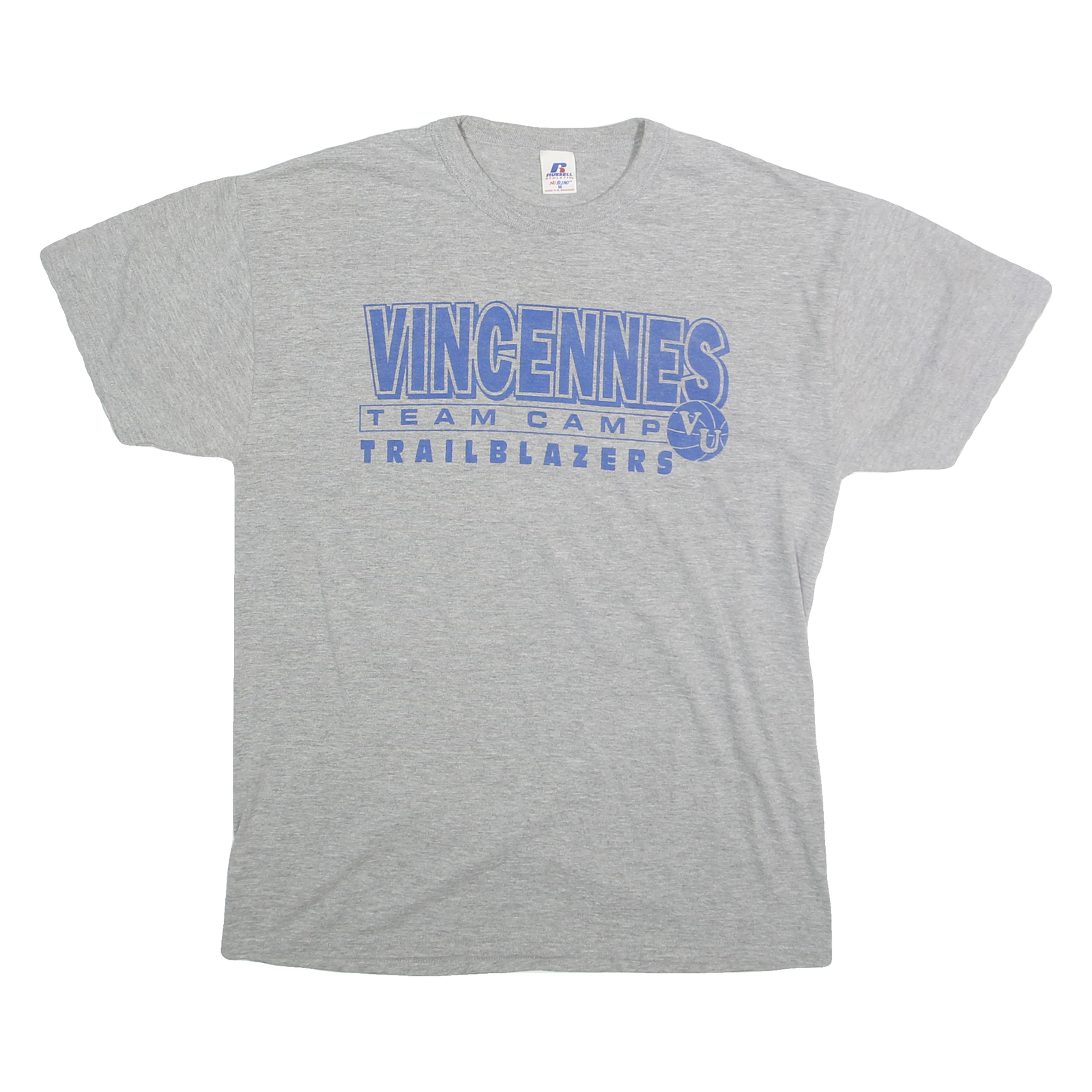 RUSSELL ATHLETIC Mens Grey Vincennes Trailblazers Graphic T-Shirt M Short Sleeve Refurbished - N/A refurbished available on Cerqular