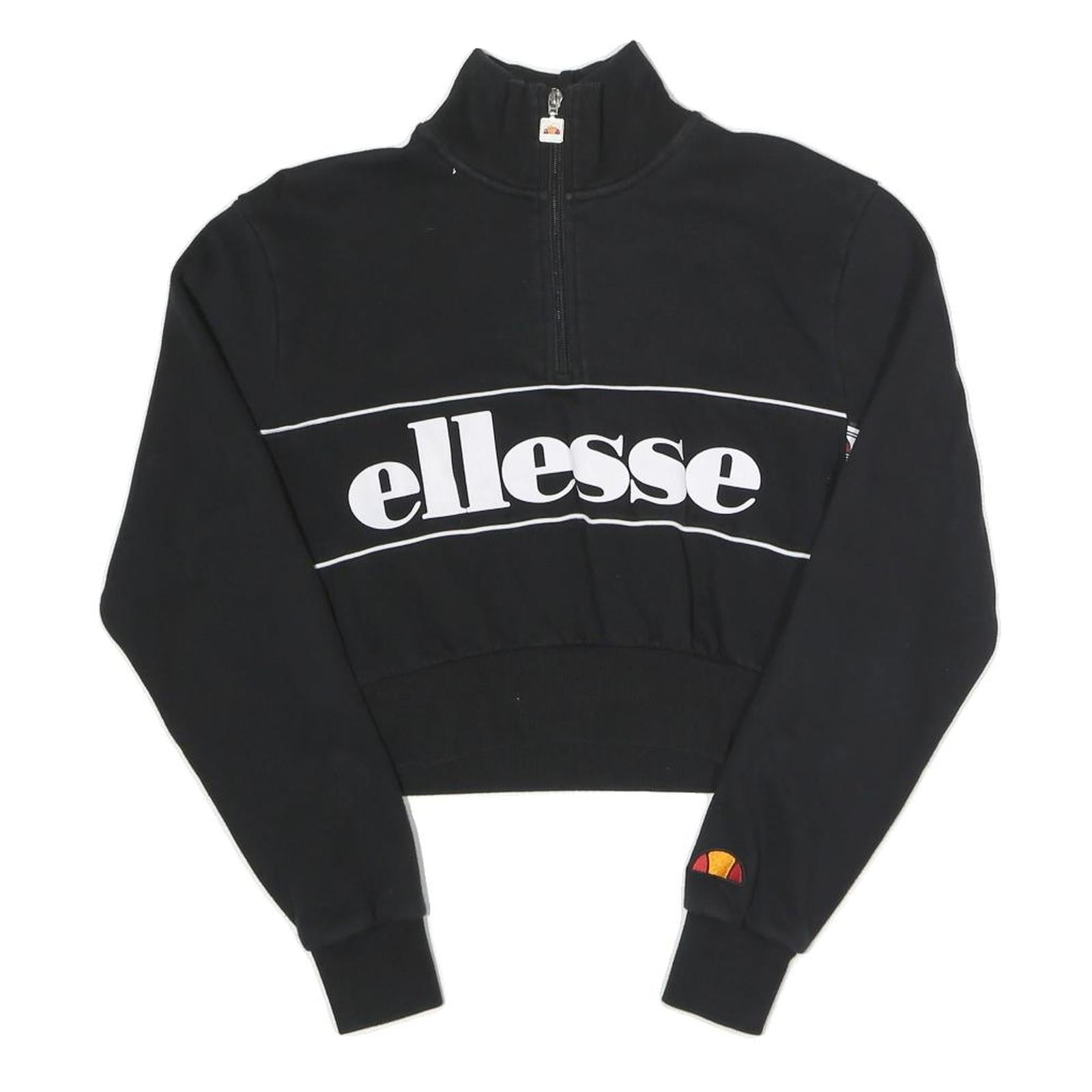 ELLESSEe Womens Black Ellesse Logo 1/4 Zip UK 6 Cropped Sweatshirt Refurbished - N/A refurbished available on Cerqular