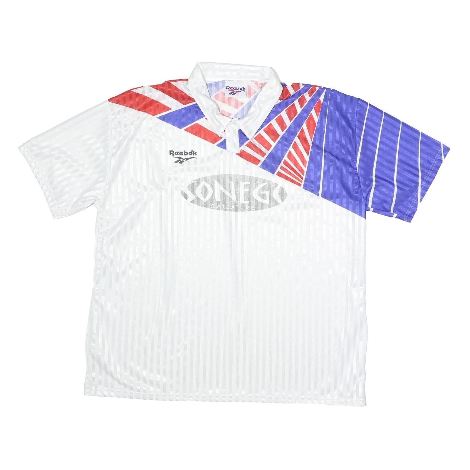 REEBOK Mens White & Red & Blue Short Sleeve Graphic 2XL Polyester Polo Shirt Refurbished - N/A refurbished available on Cerqular
