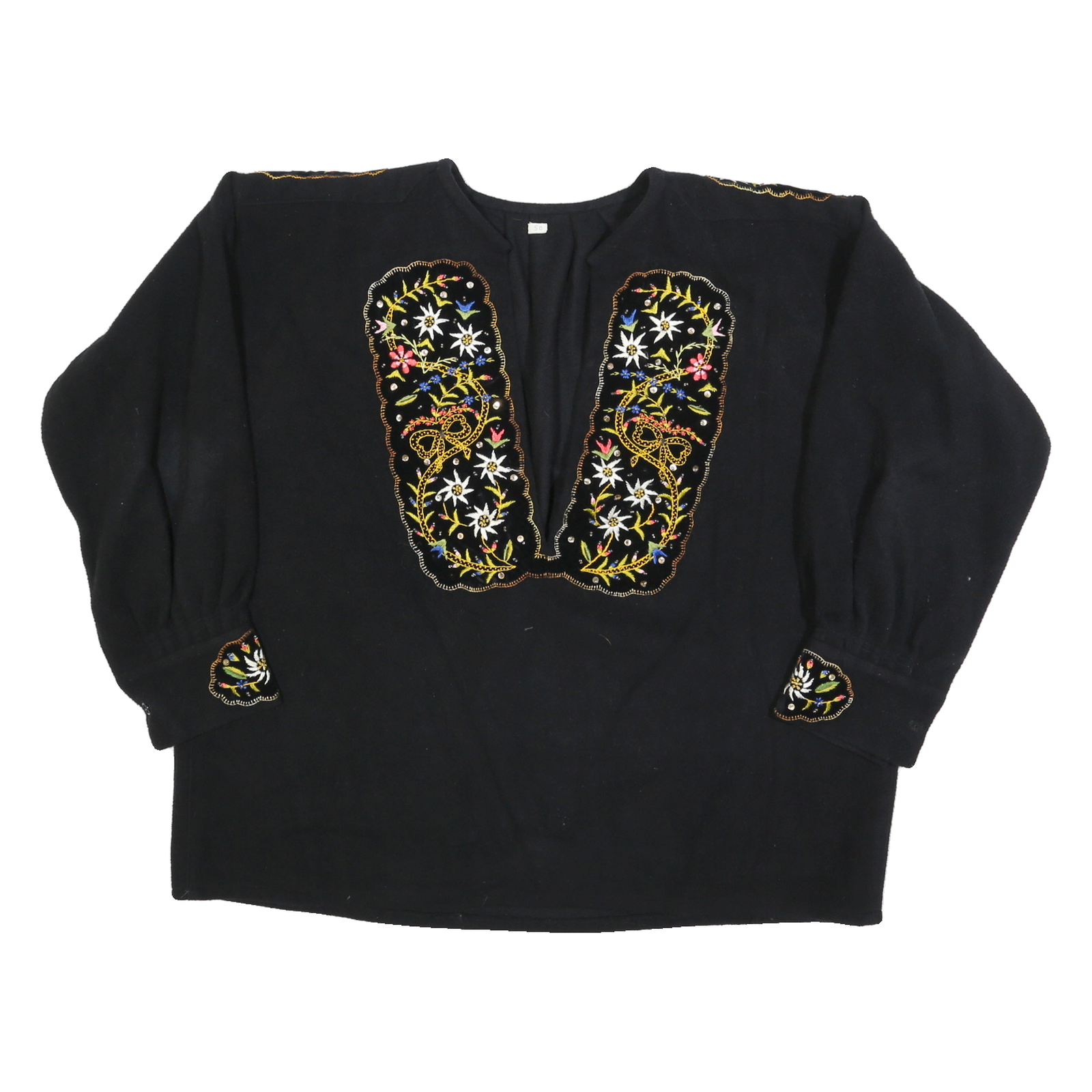 Womens Black Embroidered Long Sleeve Jacket XL Classic Regular Fit Floral Refurbished - N/A refurbished available on Cerqular