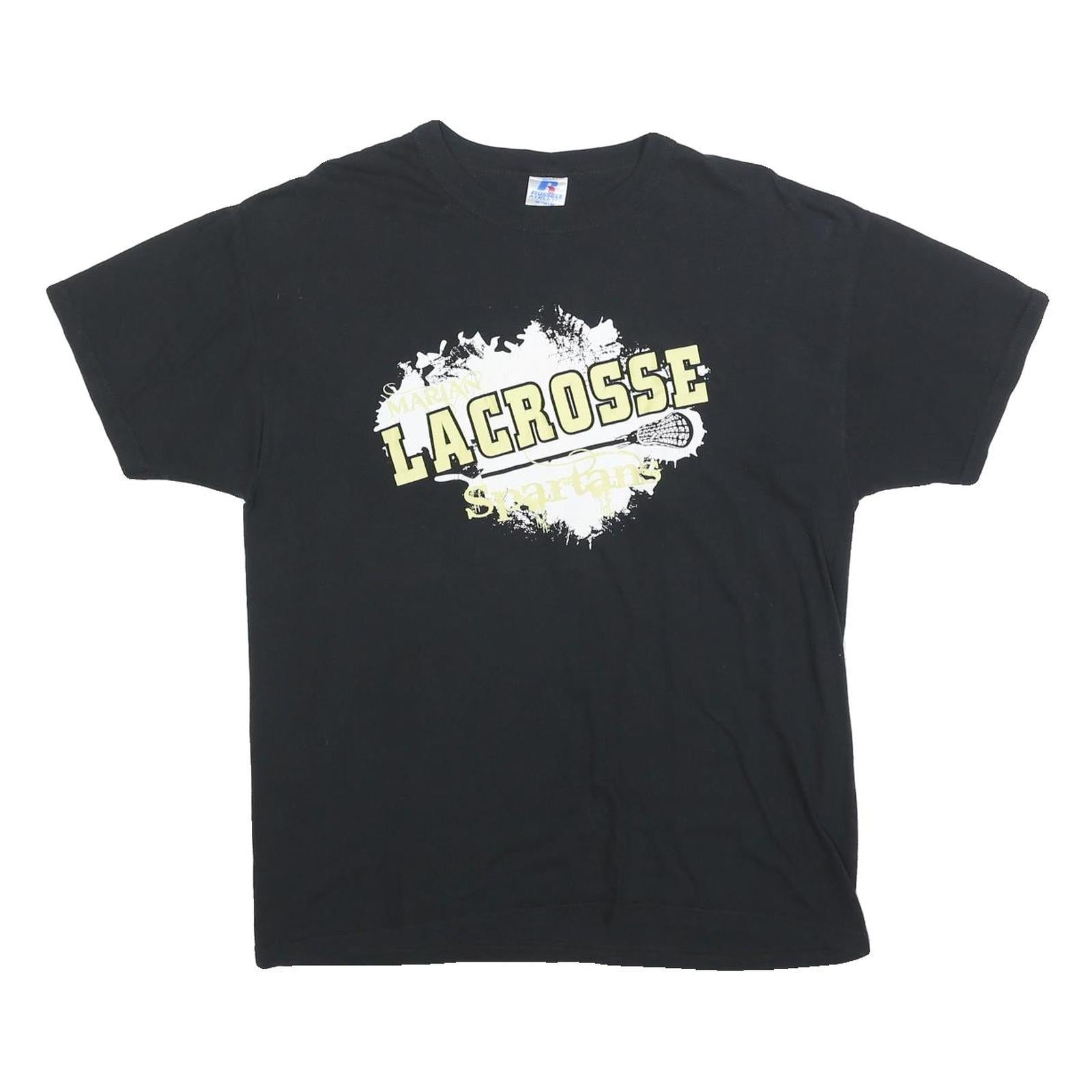 RUSSELL ATHLETIC Mens Black Lacrosse Graphic T-Shirt M Short Sleeve Crew Neck Refurbished - N/A refurbished available on Cerqular