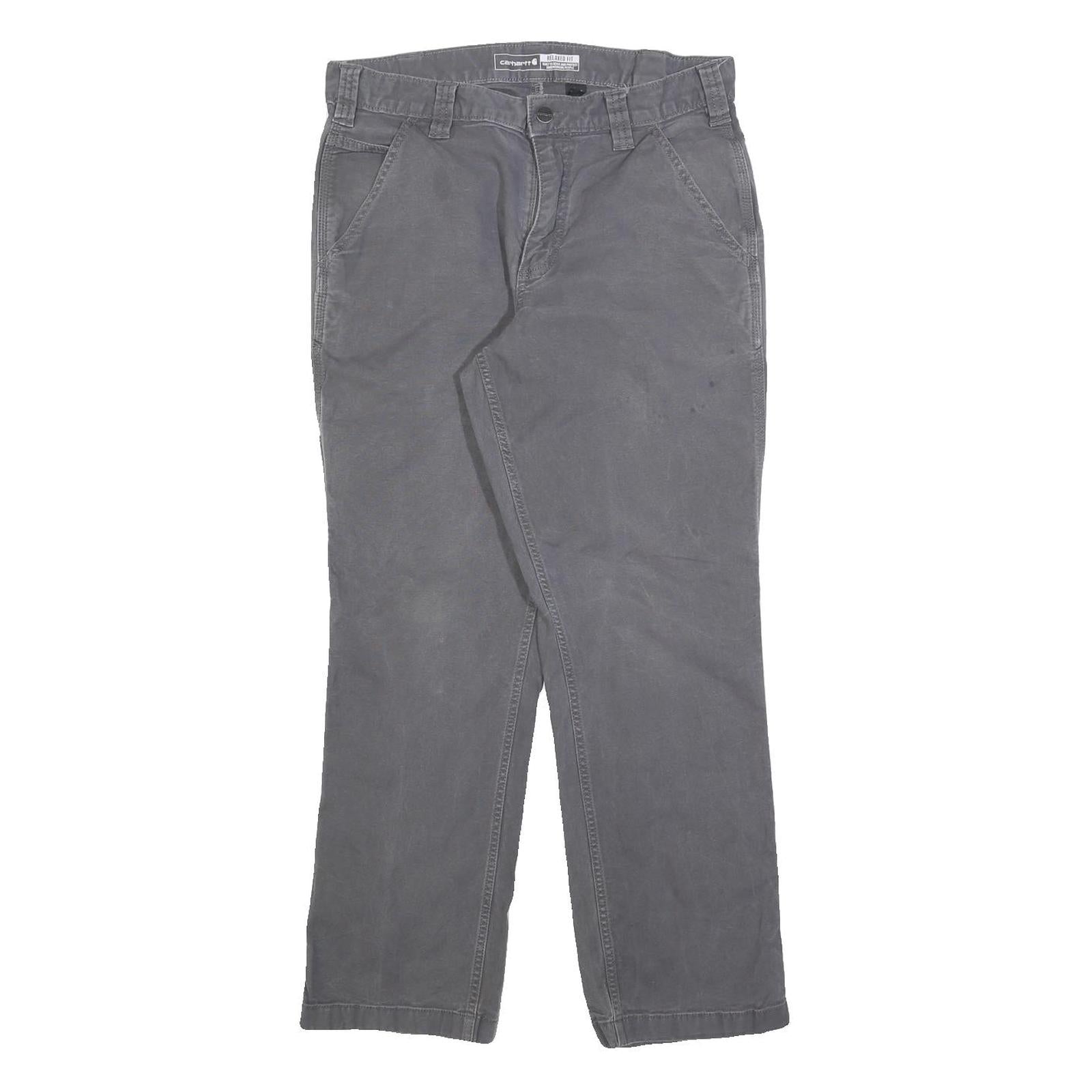CARHARTT Mens Relaxed Grey Cotton Blend Trousers W33 L30 Workwear Casual Zip Refurbished - N/A refurbished available on Cerqular