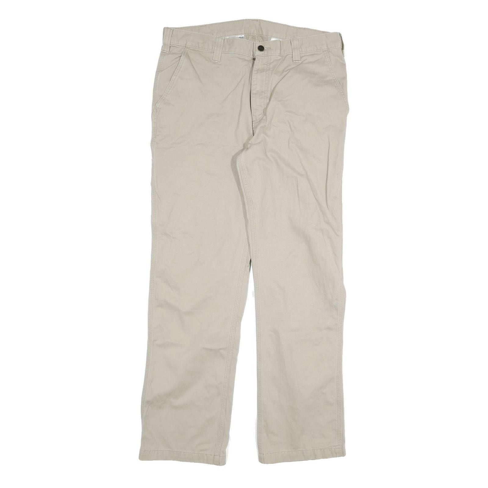CARHARTT Mens Relaxed Beige Cotton Blend Trousers W36 L32 Zip Pocket Casual Refurbished - N/A refurbished available on Cerqular