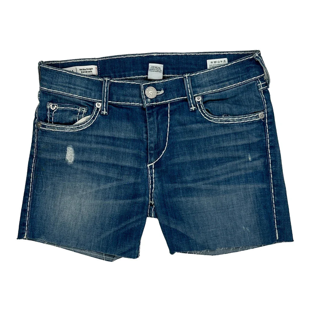 True Religion Denim Shorts - 27W UK 6 Blue Denim Refurbished - Thrifted (note: this is a term often used to describe second- refurbished available on Cerqular