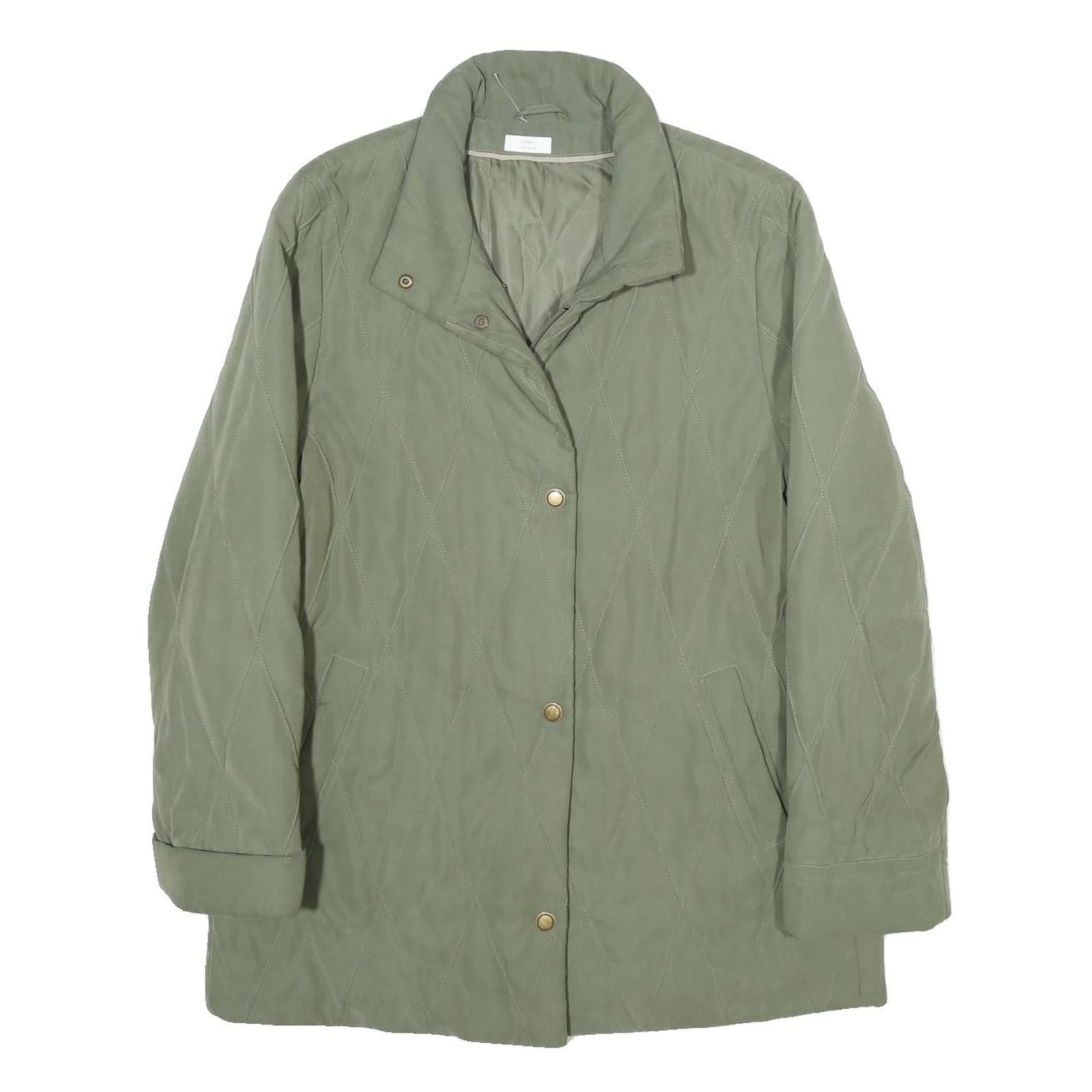 ERSTMUSTER Womens Green Quilted Jacket UK 12 Zip Closure Classic Fit Refurbished - N/A refurbished available on Cerqular