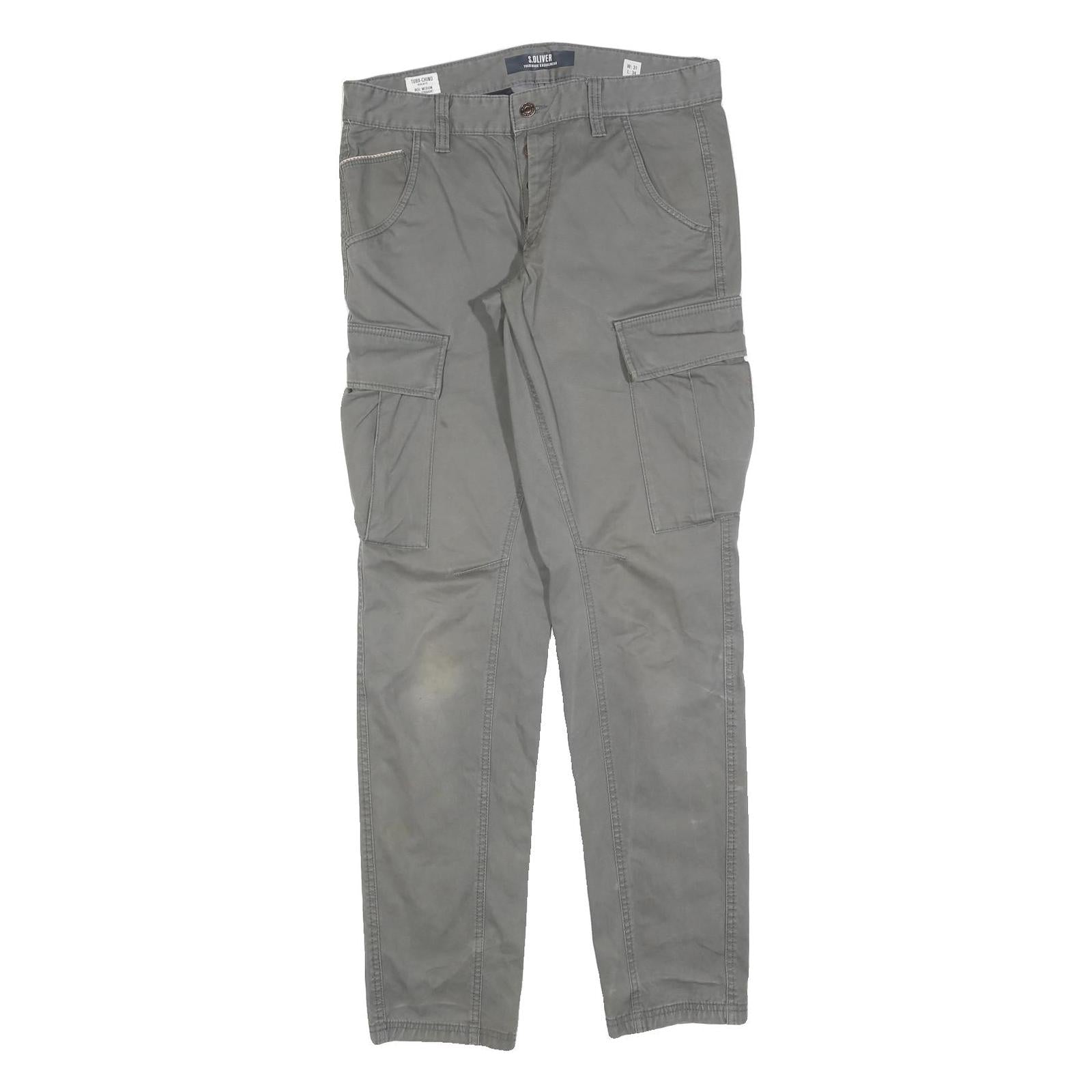 S OLIVER Mens Slim Cargo Cotton Blend Grey Trousers W31 L34 Casual Pockets Refurbished - N/A refurbished available on Cerqular