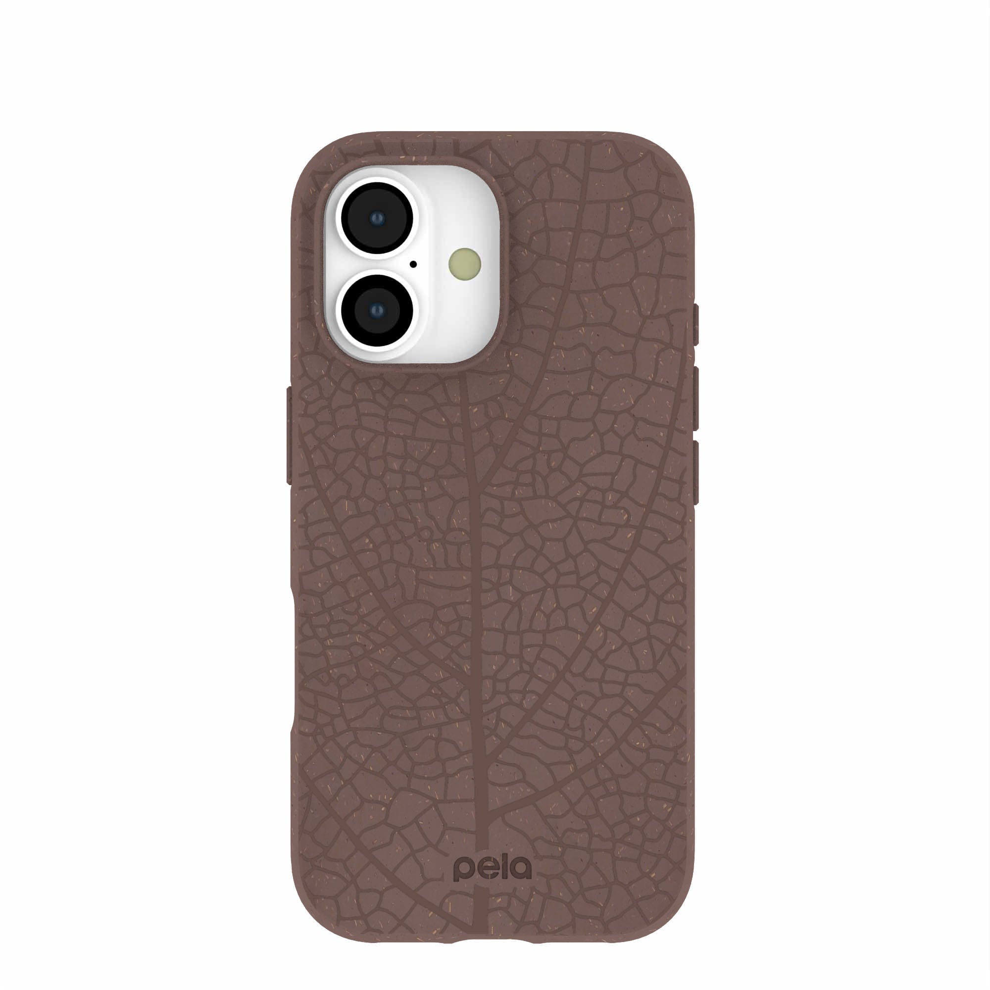 Chocolate Brown Leaf Veins iPhone 17 Case | MagSafe Compatibility: With MagSafe Refurbished - Pela Case refurbished available on Cerqular