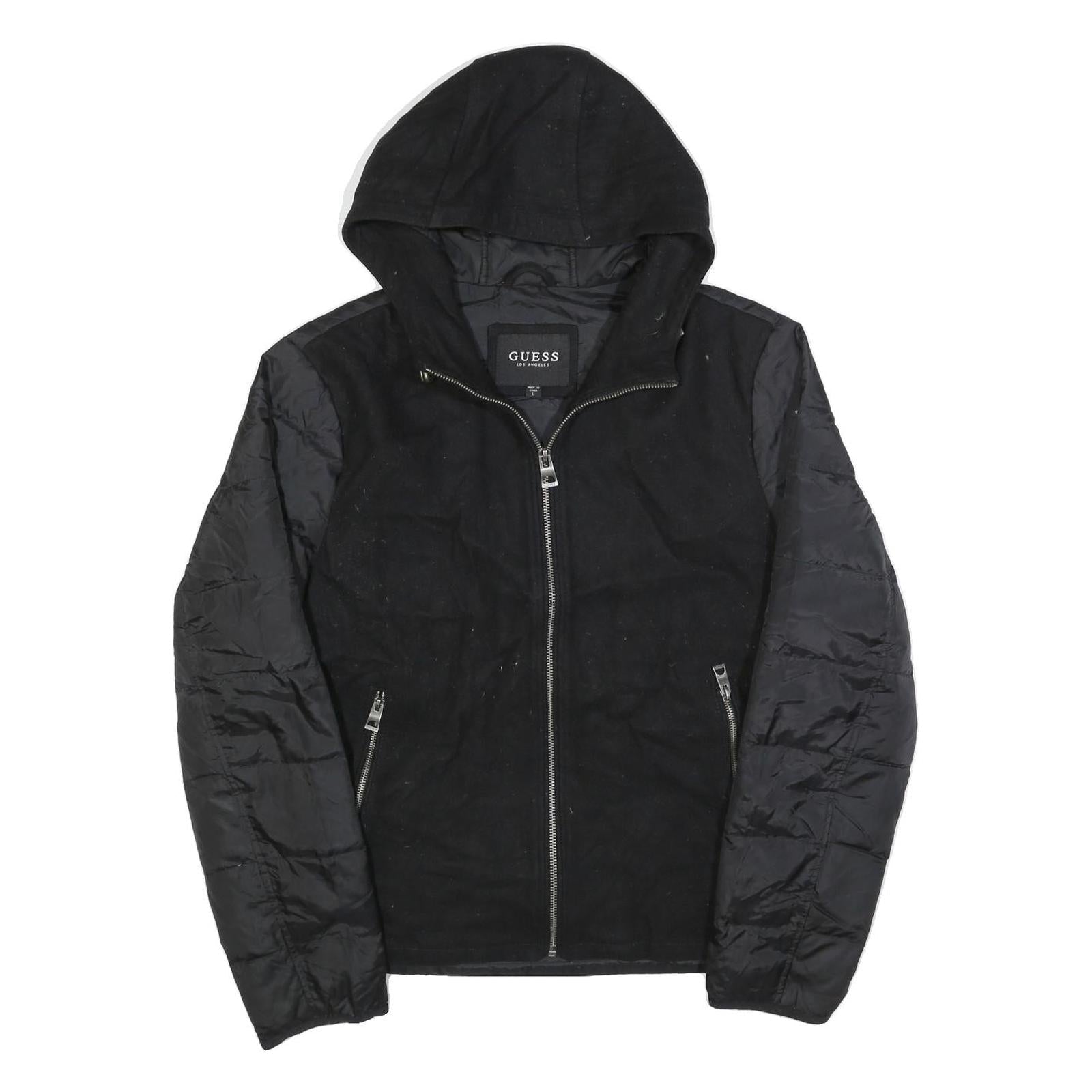 Buy GUESS Womens Black Wool Blend Hooded Zip Jacket L Outerwear Quilted Lightweight Refurbished - $58.49 GUESS Womens Black Wool Blend Hooded Zip Jacket L Outerwear Quilted Lightweight Refurbished - N/A refurbished available on Cerqular