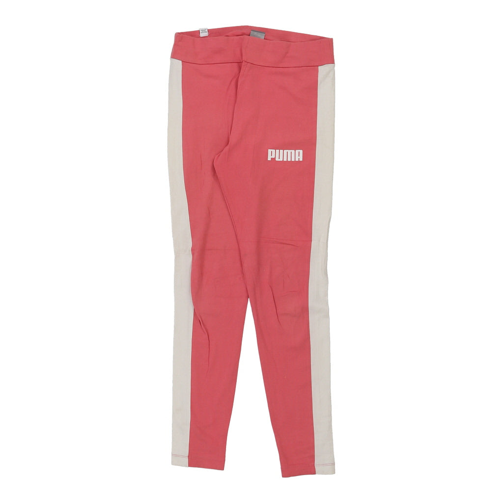 Age 12-13 Puma Leggings - Large Pink Cotton Refurbished - Thrifted (note: this is a term often used to describe second- refurbished available on Cerqular