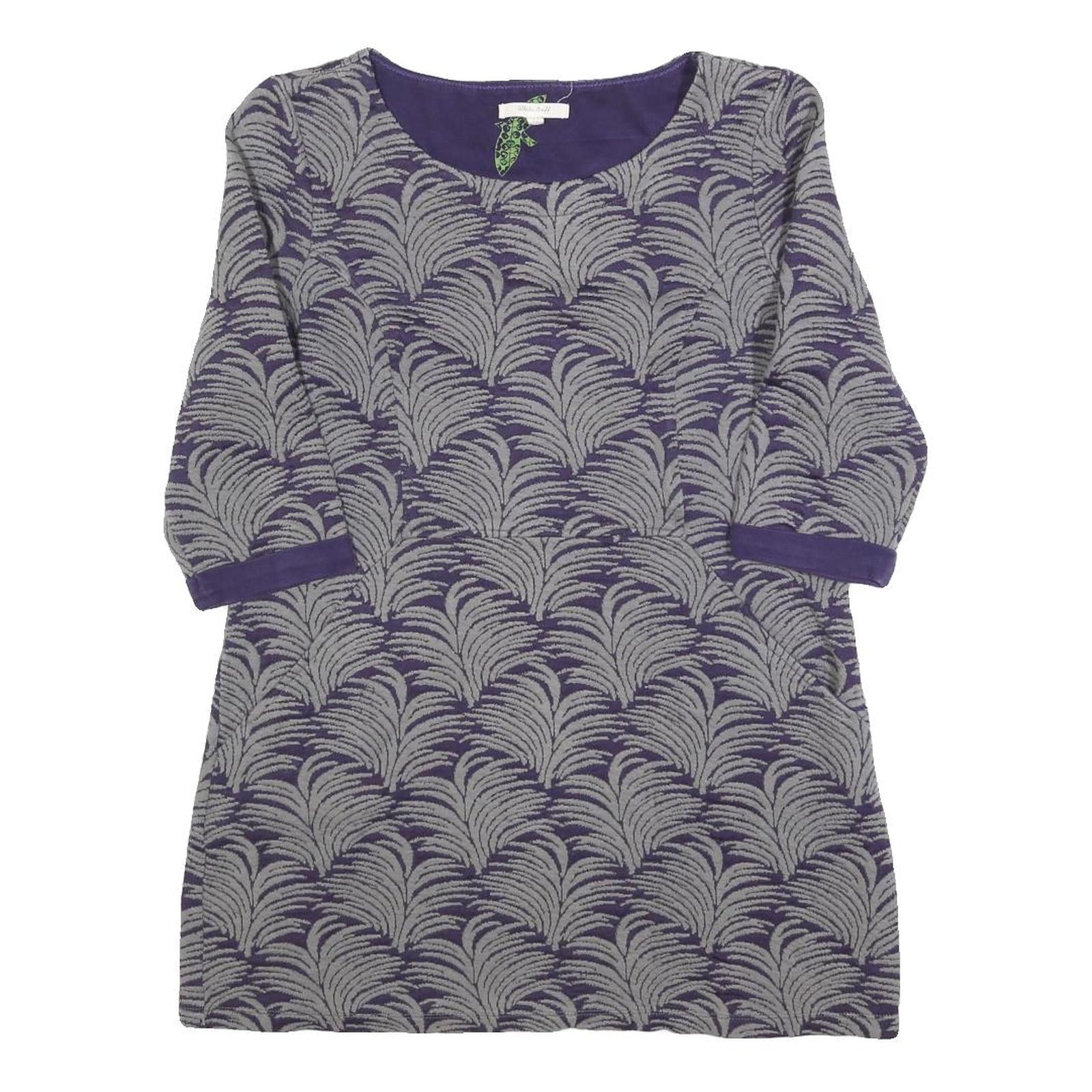 WHITE STUFF Womens Purple & Grey Printed Top 3/4 Sleeve Round Neck UK 12 Refurbished - N/A refurbished available on Cerqular