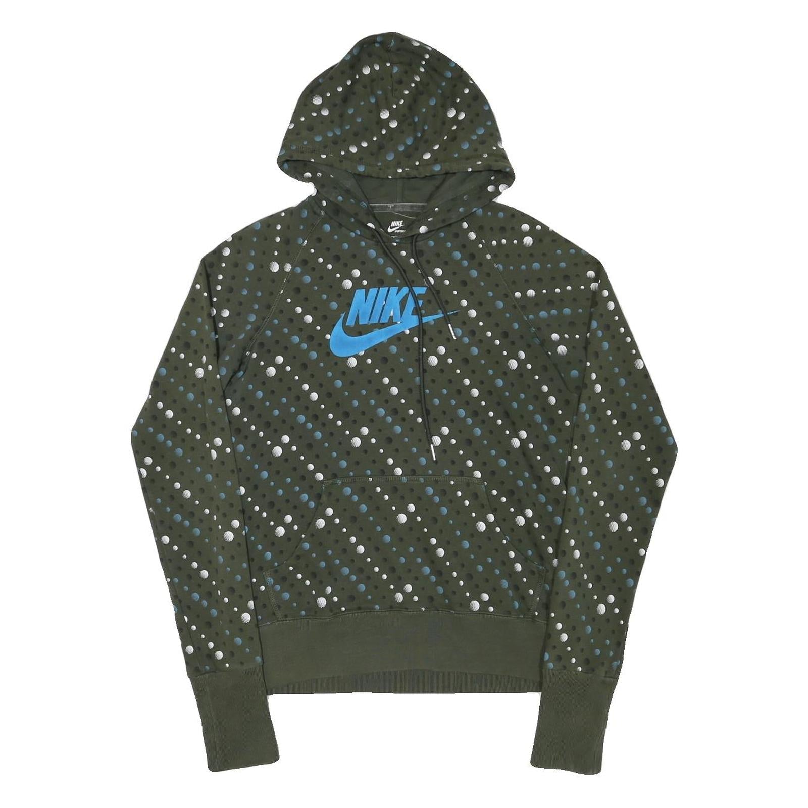 NIKE Girls Green & Blue Hoodie L Cotton Blend Printed Pullover Hooded Sweatshirt Refurbished - N/A refurbished available on Cerqular