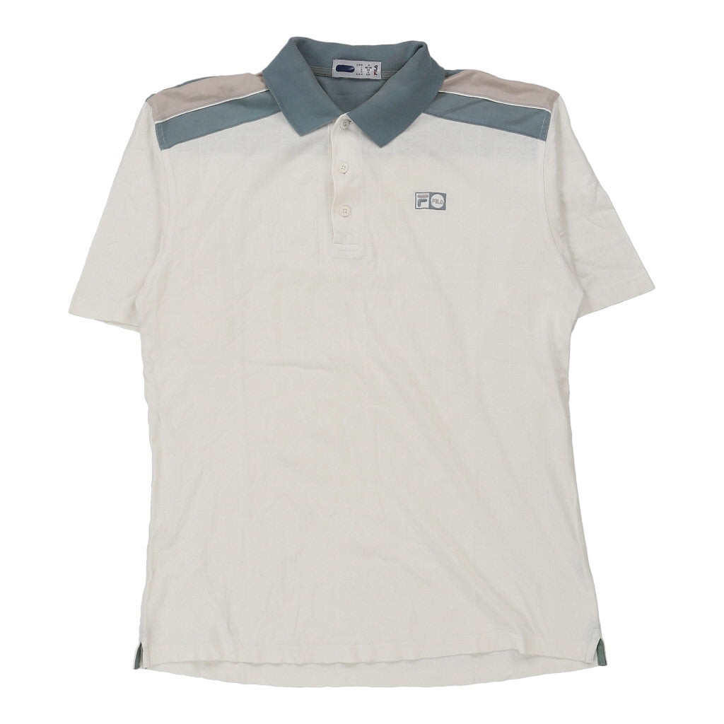 Fila Polo Shirt - Small White Cotton Refurbished - Thrifted (note: this is a term often used to describe second- refurbished available on Cerqular