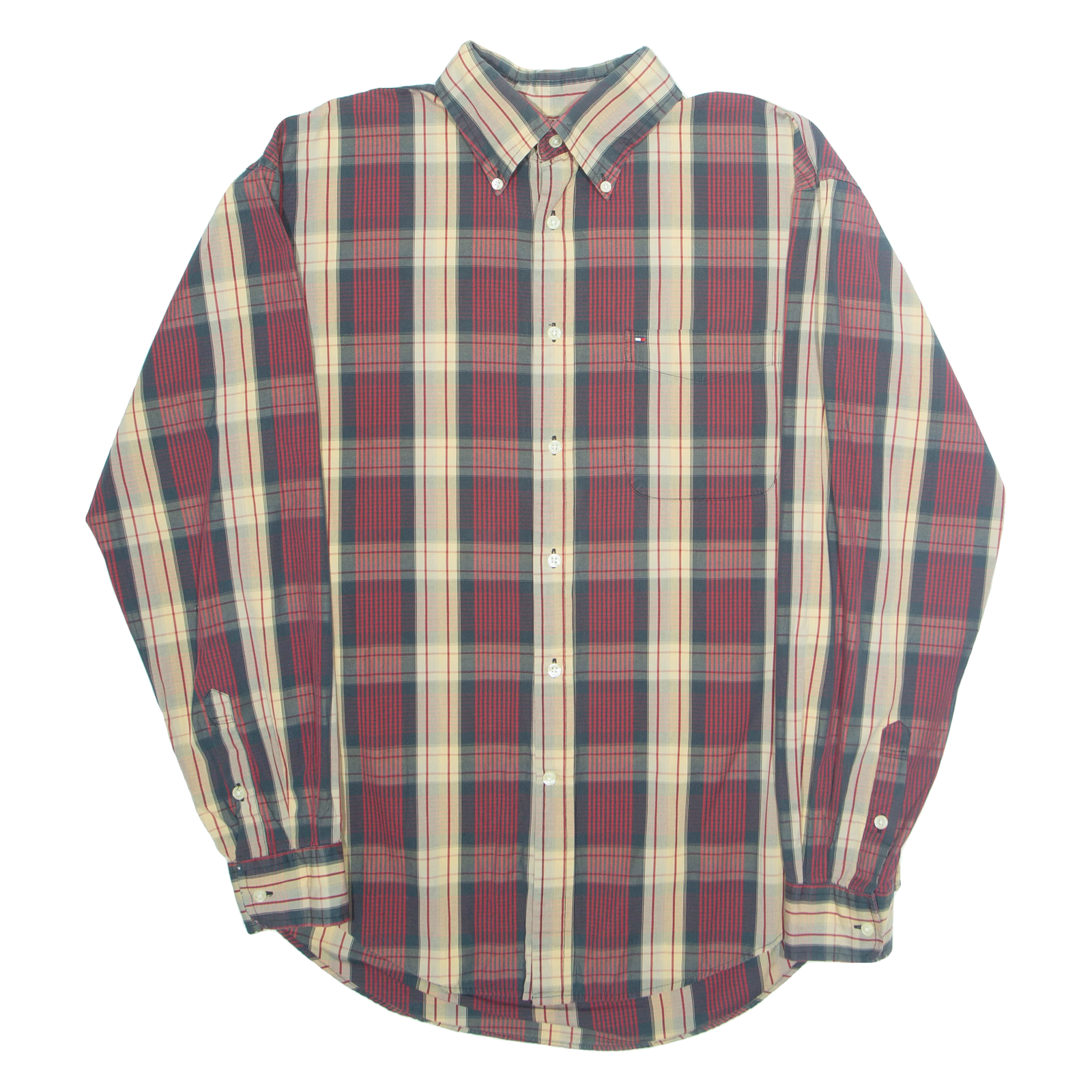 TOMMY HILFIGER Mens Shirt Red Plaid Long Sleeve L Refurbished - N/A refurbished available on Cerqular