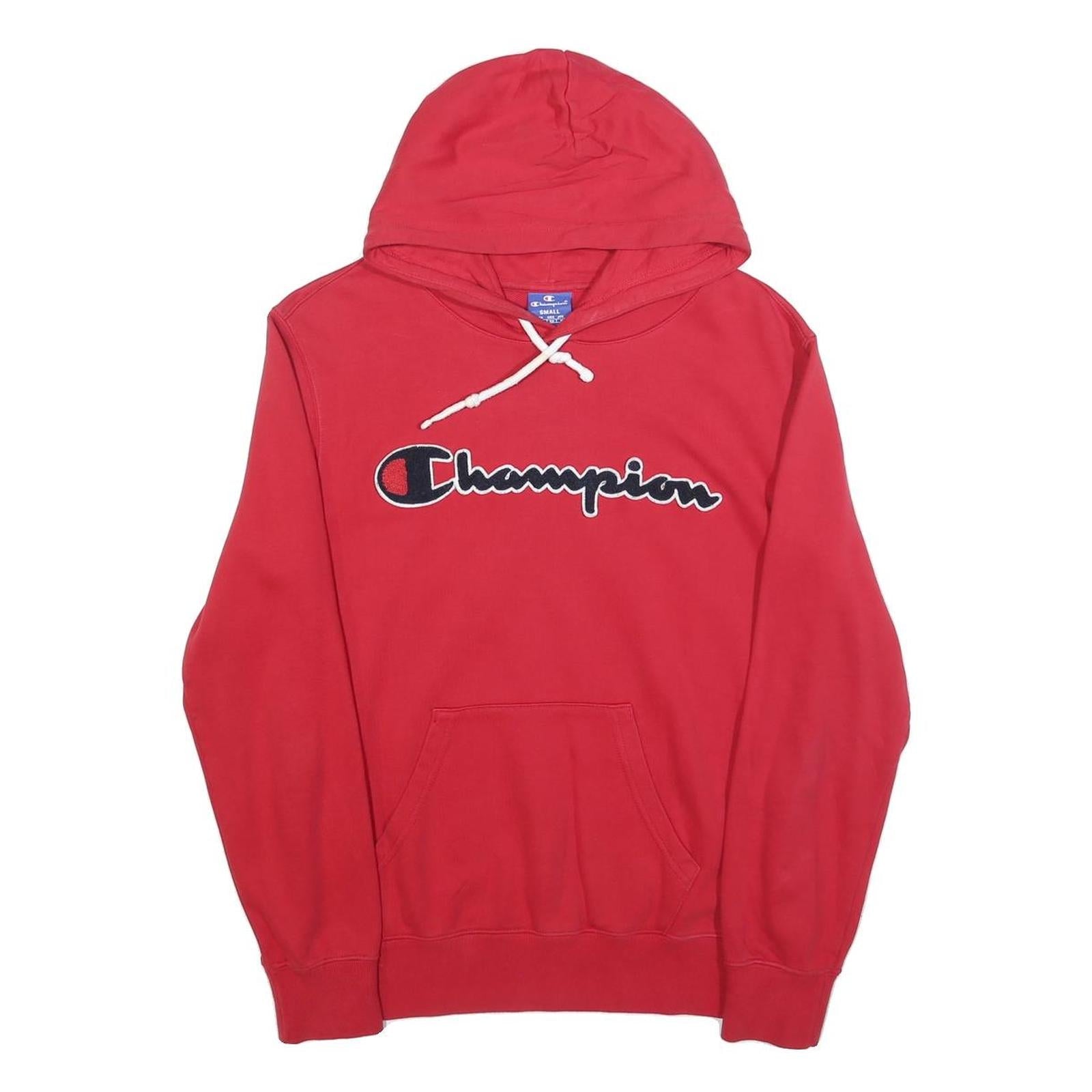 CHAMPION Mens Red Pullover Hoodie S Embroidered Logo Soft Cotton Blend Refurbished - N/A refurbished available on Cerqular
