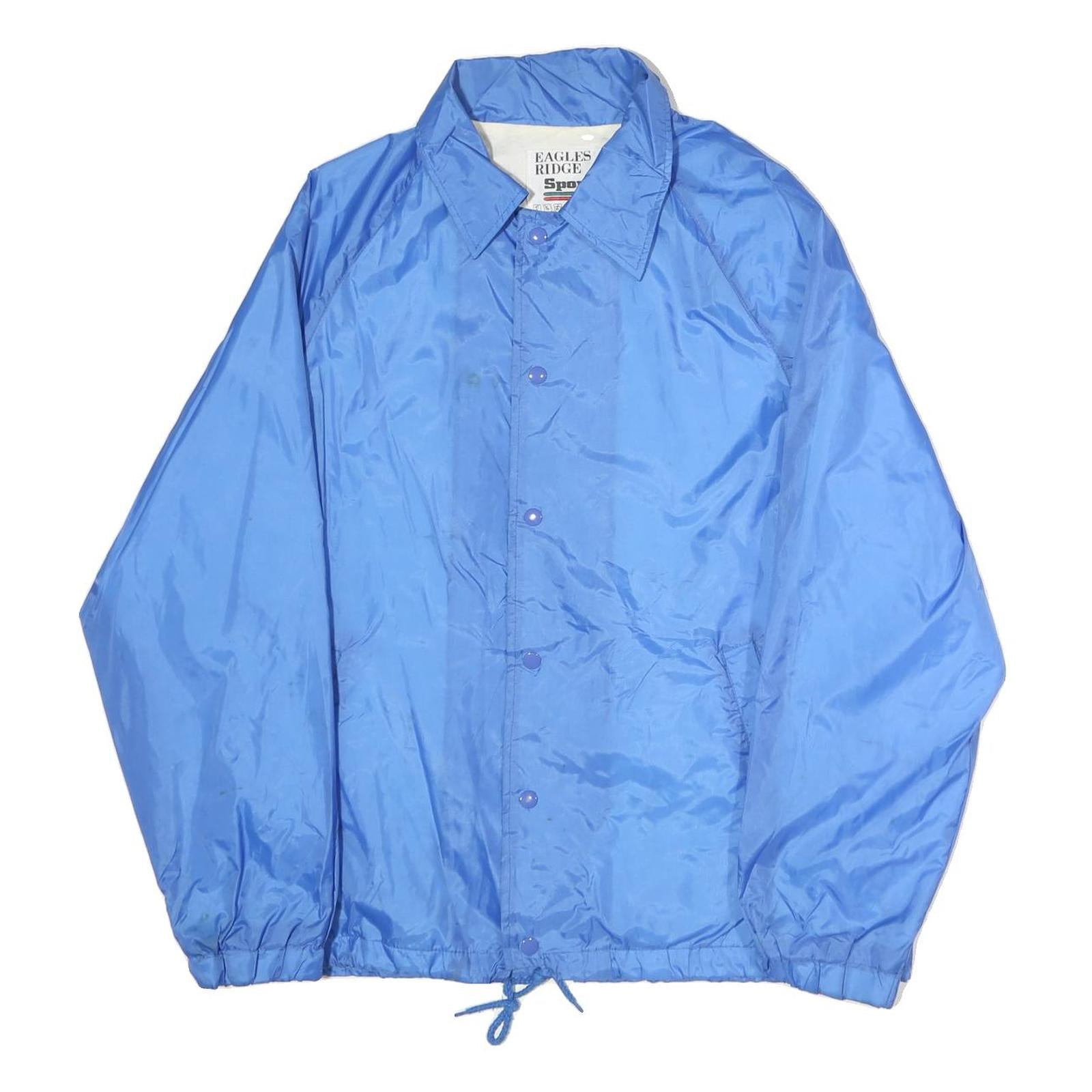 EAGLES RIDGE Mens Blue Nylon Button Jacket M Plain Lightweight Casual Wear Refurbished - N/A refurbished available on Cerqular