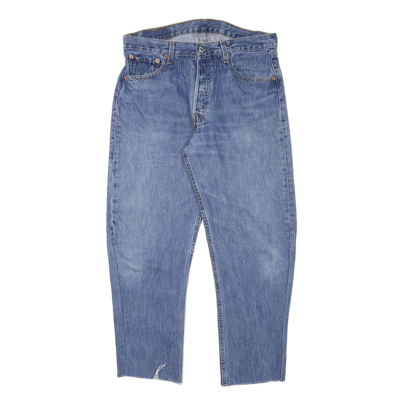 LEVI'S Mens Blue Relaxed Straight Denim Light W31 L25 Studded Pocket Jeans Refurbished - N/A refurbished available on Cerqular